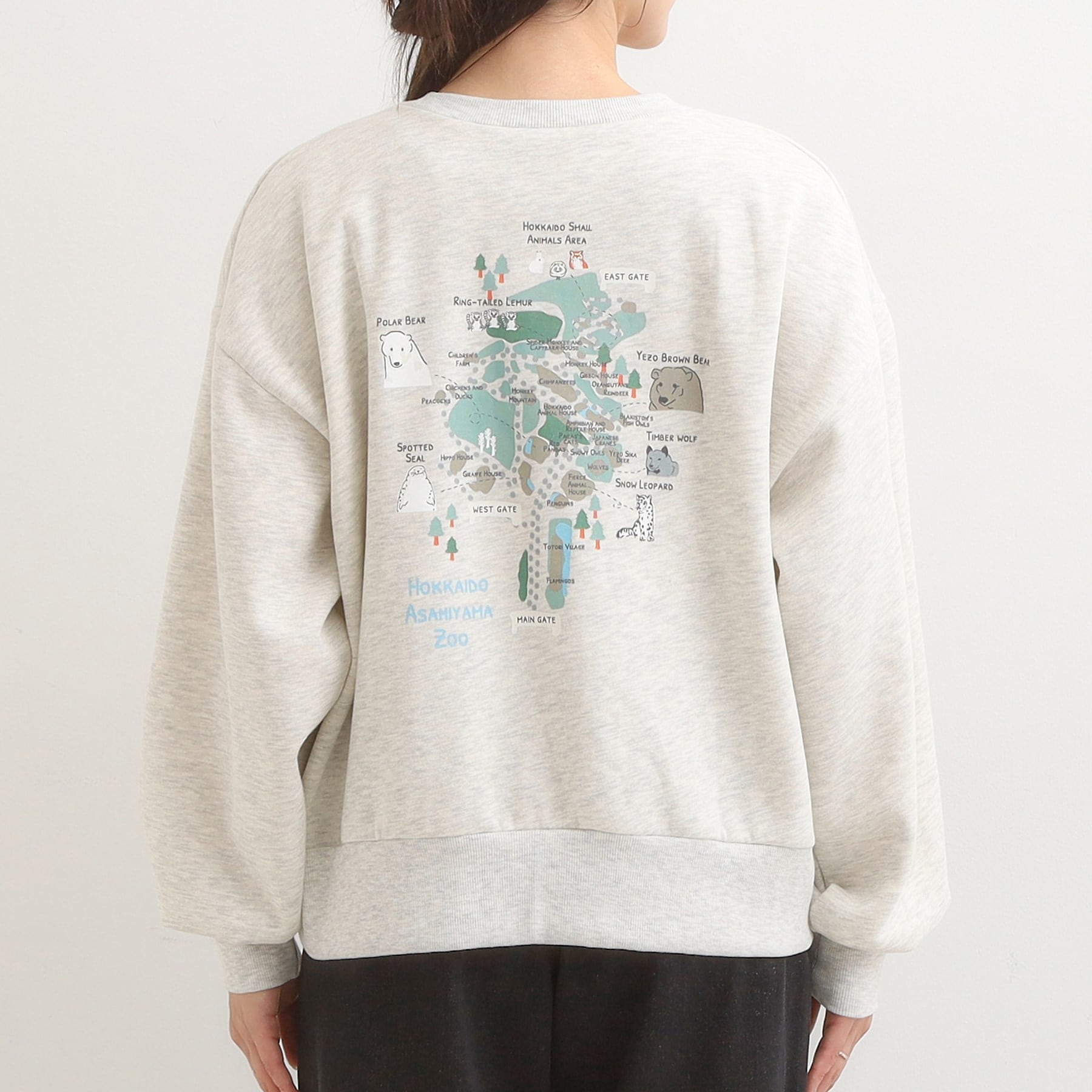 キューティーブロンド Cutie Blonde 【旭山動物園応援商品】プリント裏起毛スウェット （チャコールグレー(014)） チャコールグレー(014)