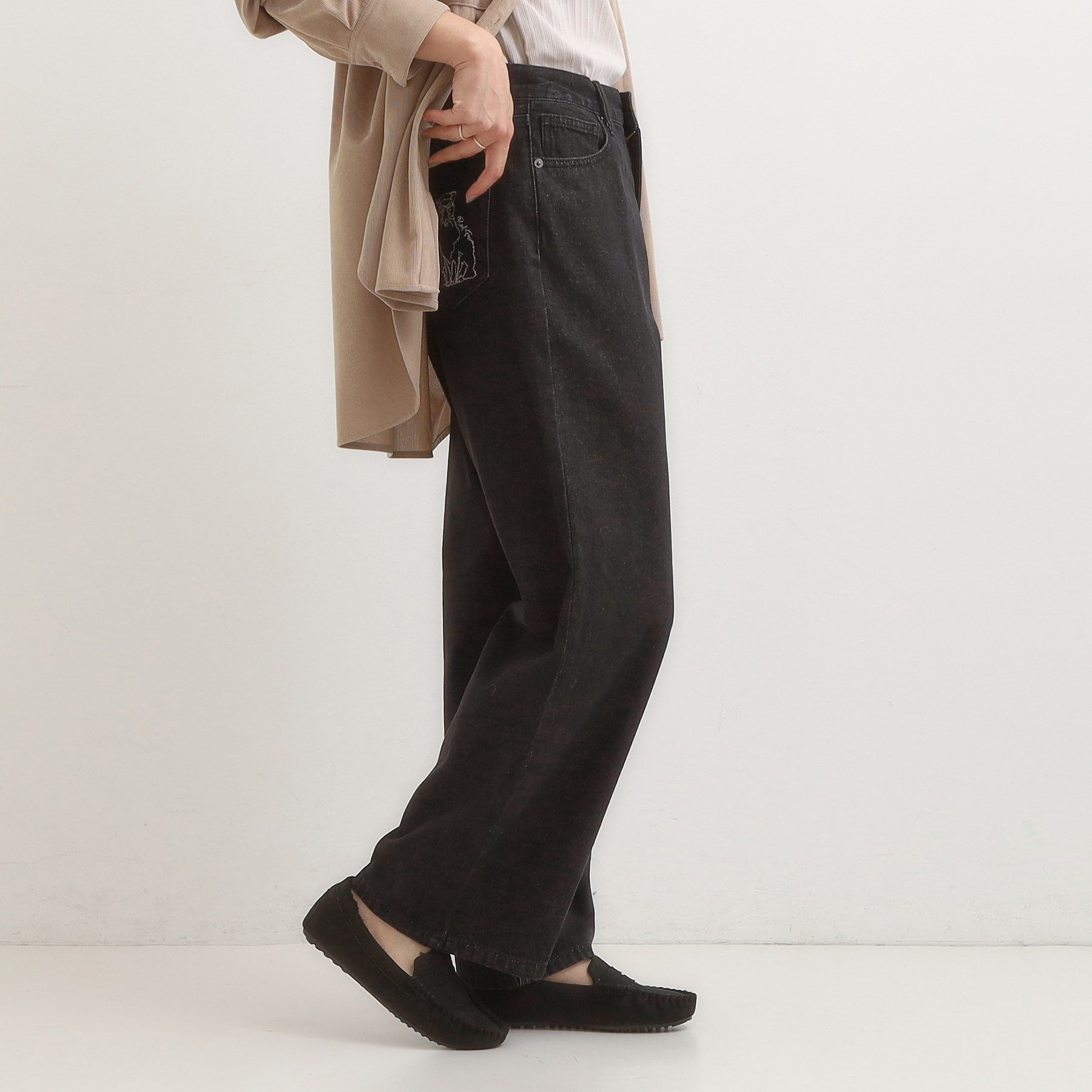 キューティーブロンド Cutie Blonde 【旭山動物園応援商品】ポケット刺繍デニム （ブラック(019)） ブラック(019)