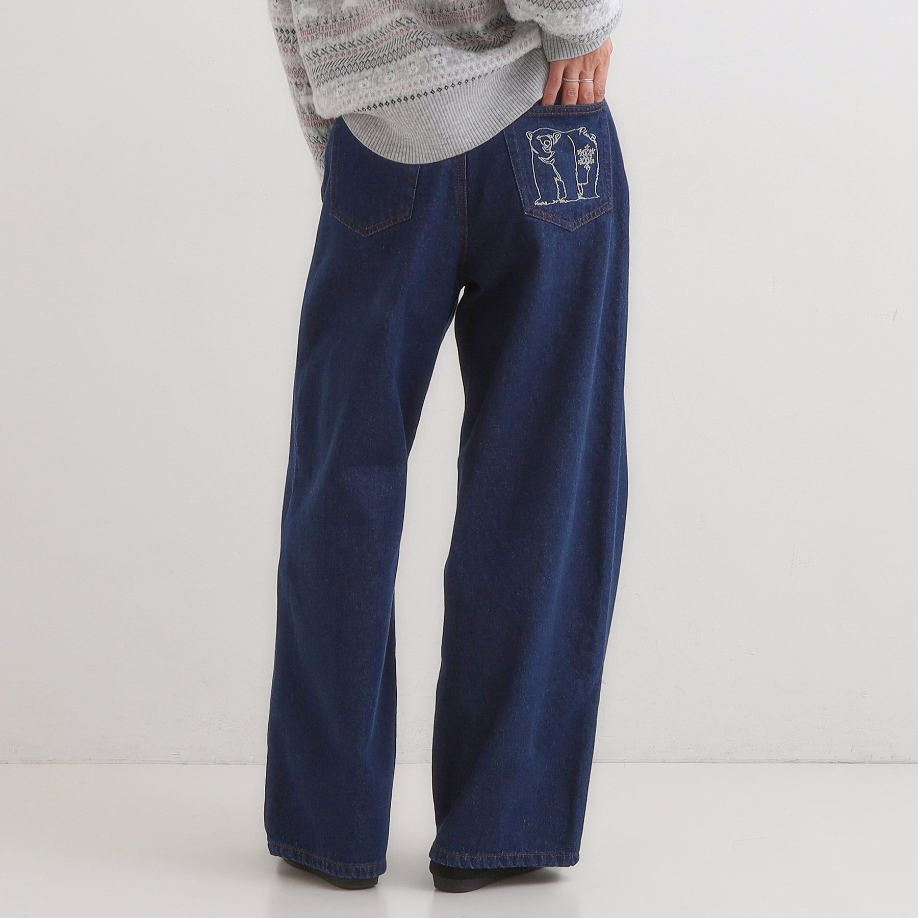 キューティーブロンド Cutie Blonde 【旭山動物園応援商品】ポケット刺繍デニム （ブラック(019)） ブラック(019)