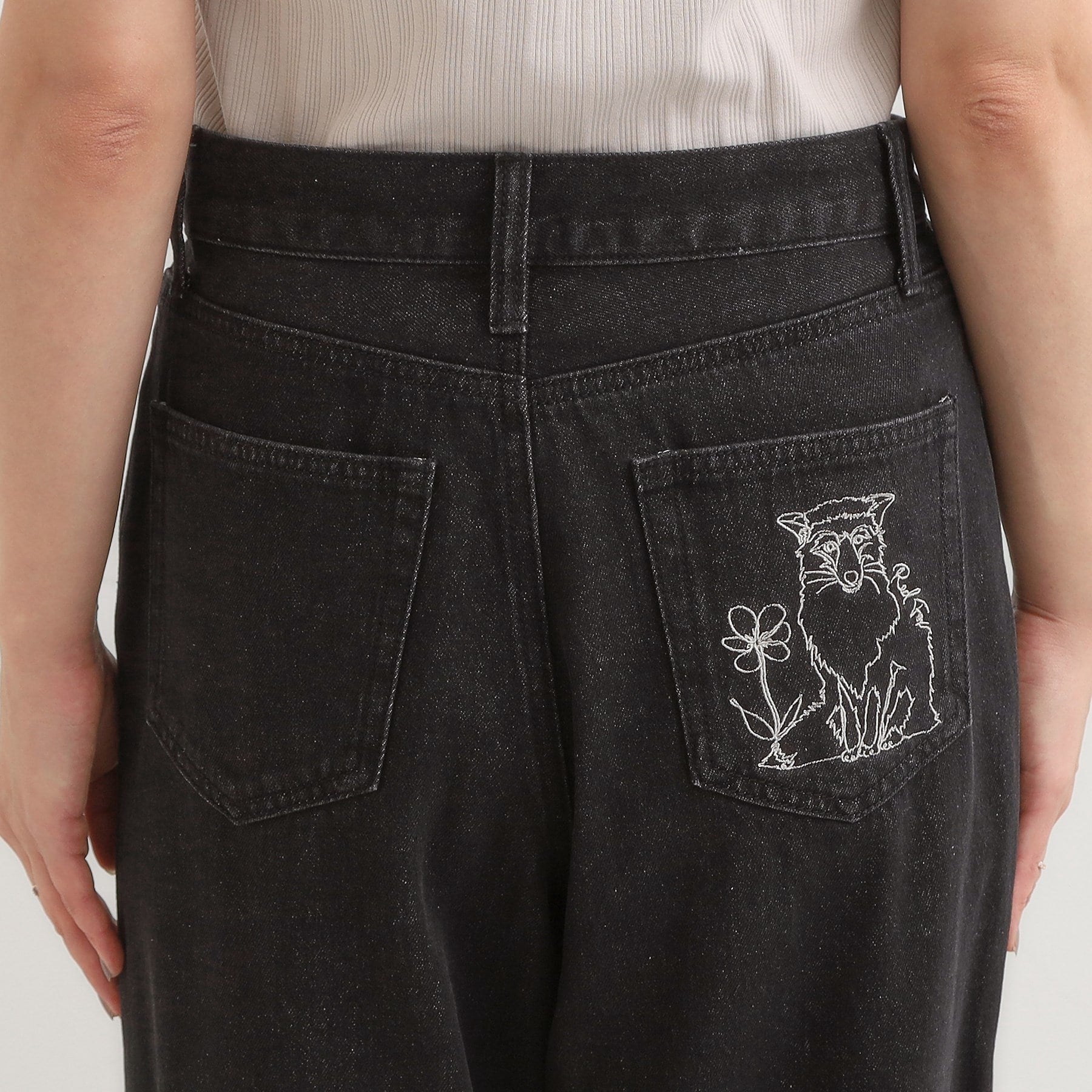 キューティーブロンド Cutie Blonde 【旭山動物園応援商品】ポケット刺繍デニム （ブラック(019)） ブラック(019)