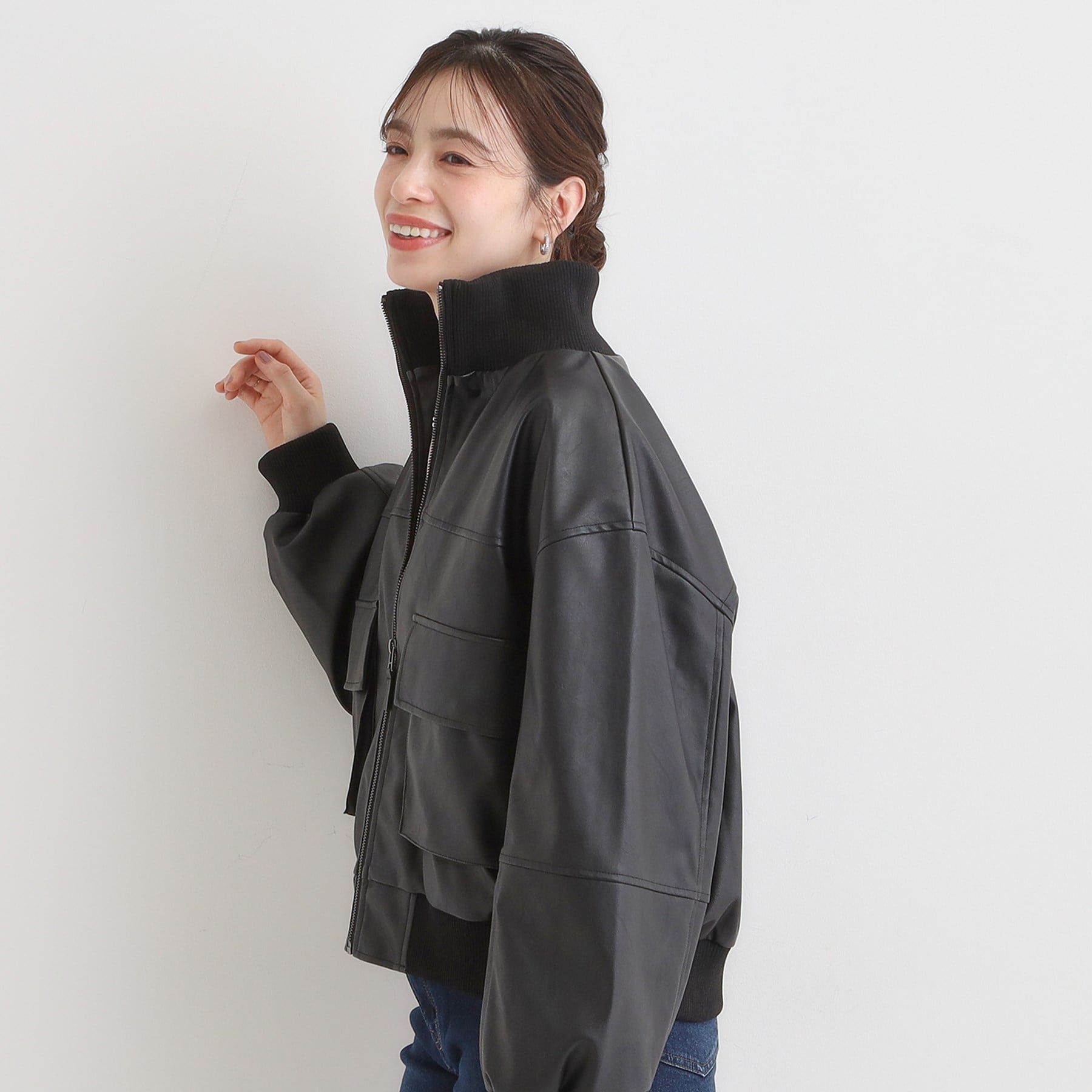 キューティーブロンド Cutie Blonde レザー調リブブルゾン （ブラック(019)） ブラック(019)