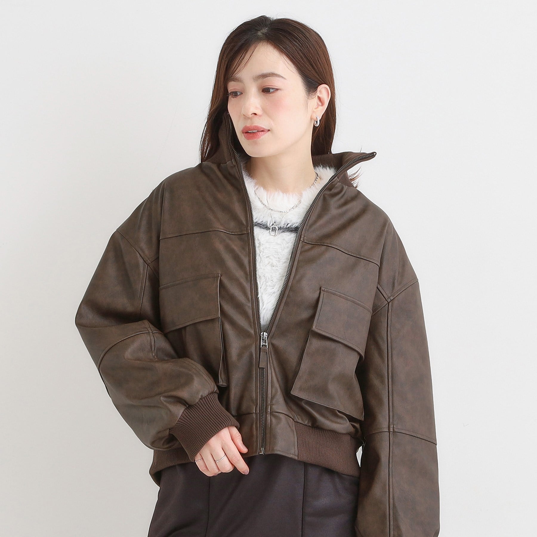 キューティーブロンド Cutie Blonde レザー調リブブルゾン （ブラック(019)） ブラック(019)