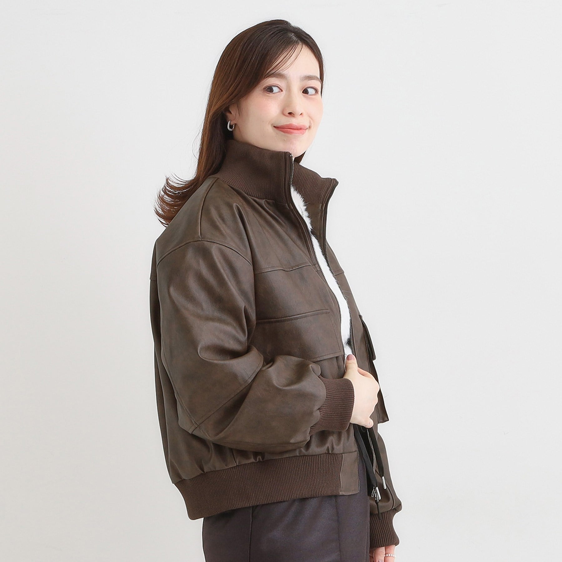 キューティーブロンド Cutie Blonde レザー調リブブルゾン （ブラック(019)） ブラック(019)