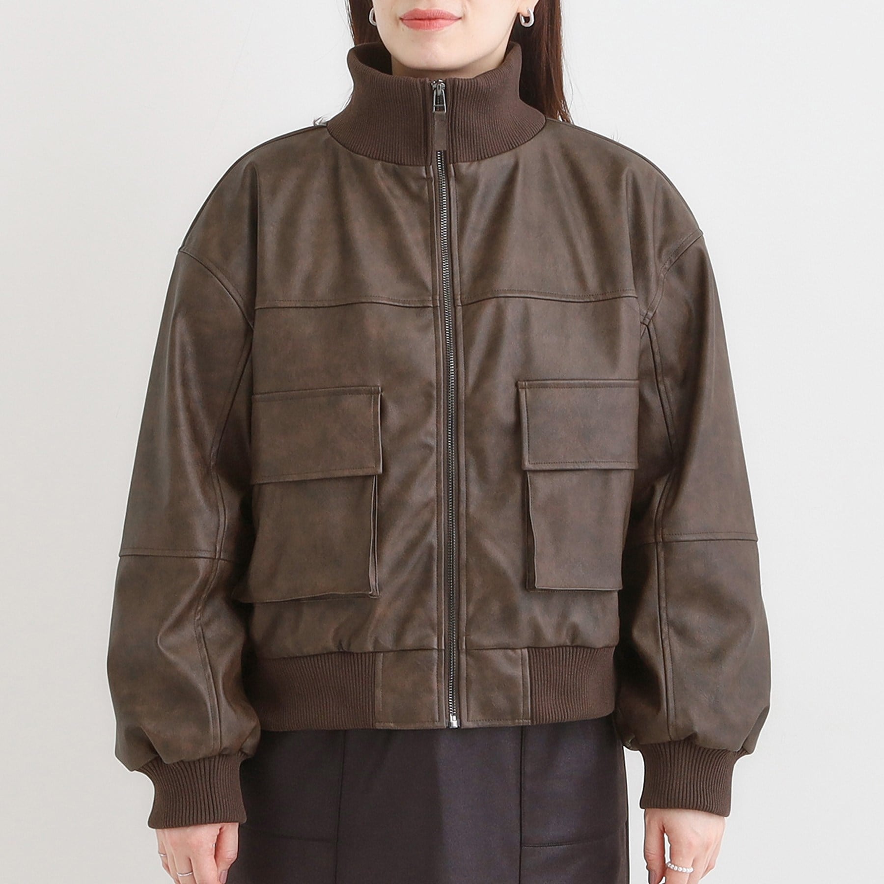 キューティーブロンド Cutie Blonde レザー調リブブルゾン （ブラック(019)） ブラック(019)