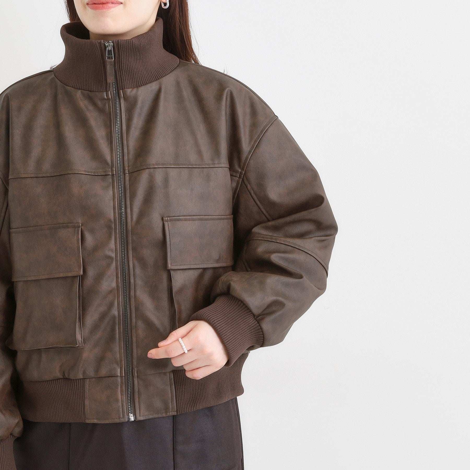 キューティーブロンド Cutie Blonde レザー調リブブルゾン （ブラック(019)） ブラック(019)