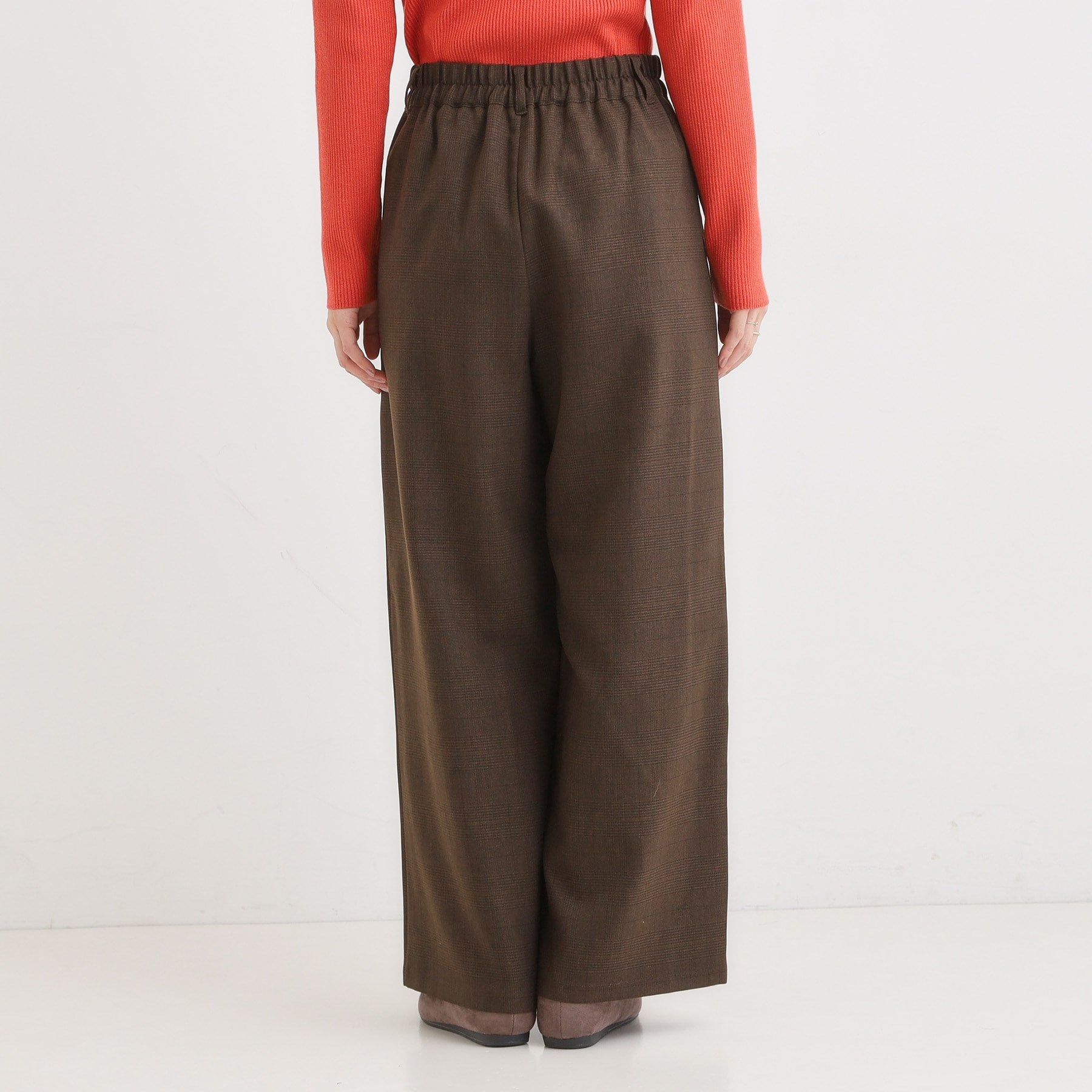 キューティーブロンド Cutie Blonde 【セットアップ可】チェック柄タックワイドパンツ （ブラウン(243)） ブラウン(243)