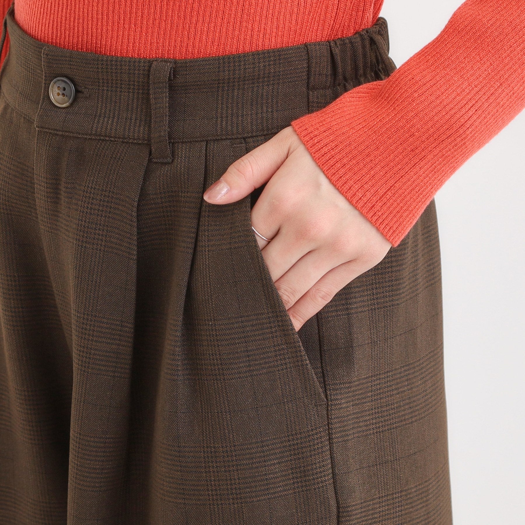 キューティーブロンド Cutie Blonde 【セットアップ可】チェック柄タックワイドパンツ （ブラウン(243)） ブラウン(243)