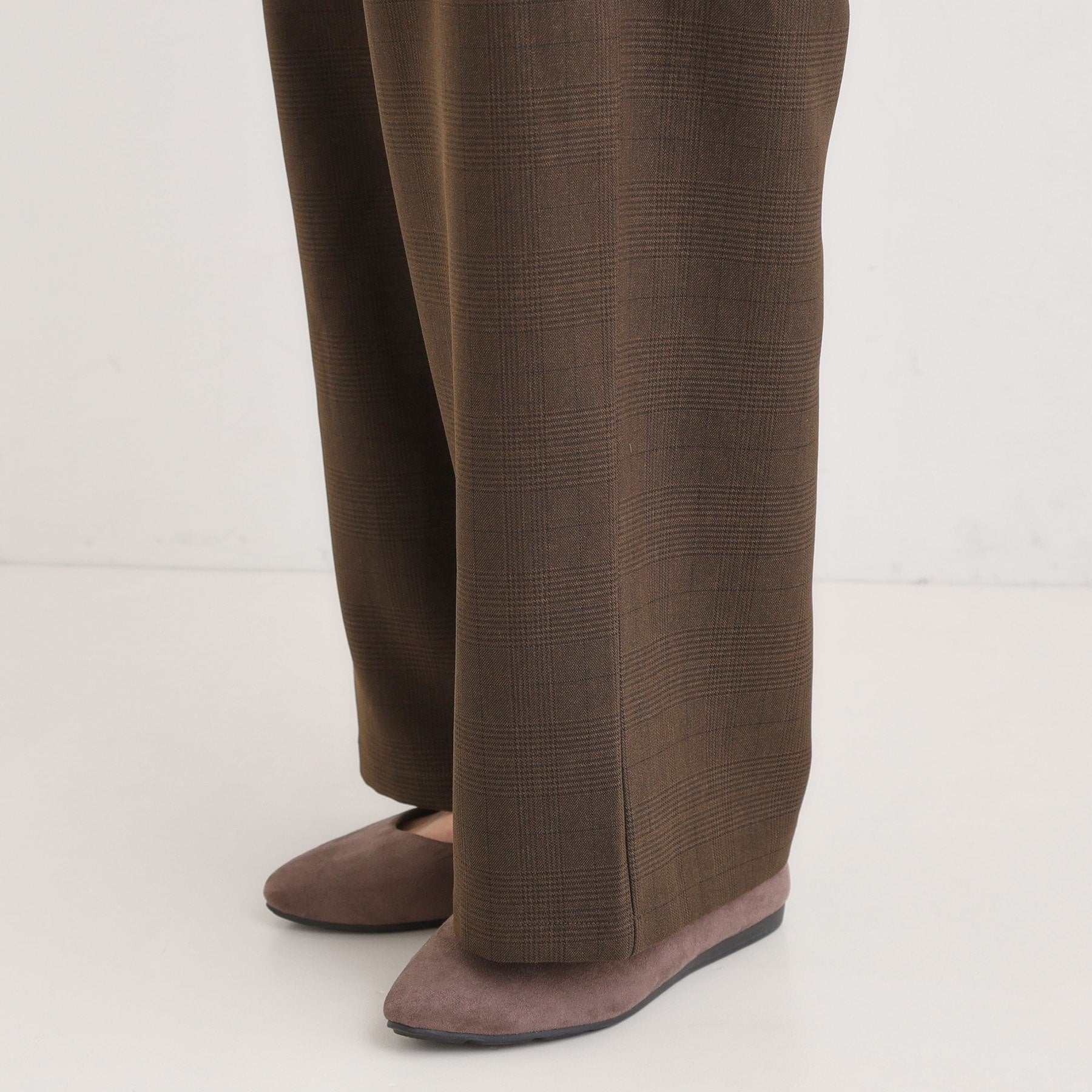 キューティーブロンド Cutie Blonde 【セットアップ可】チェック柄タックワイドパンツ （ブラウン(243)） ブラウン(243)