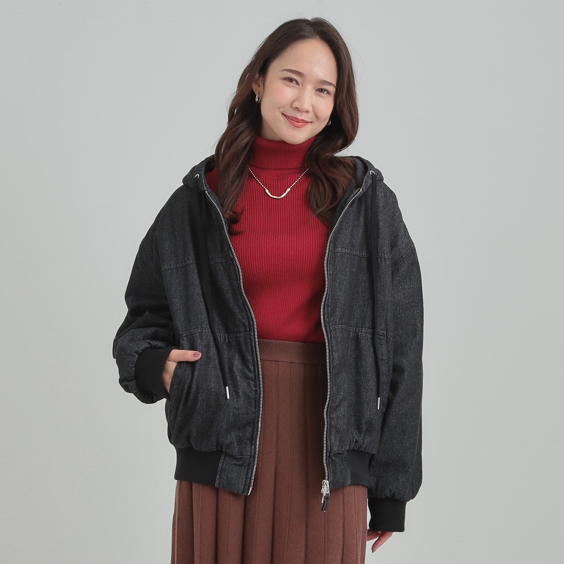 キューティーブロンド Cutie Blonde デニム中綿フーディーブルゾン （ネイビー(094)） ネイビー(094)