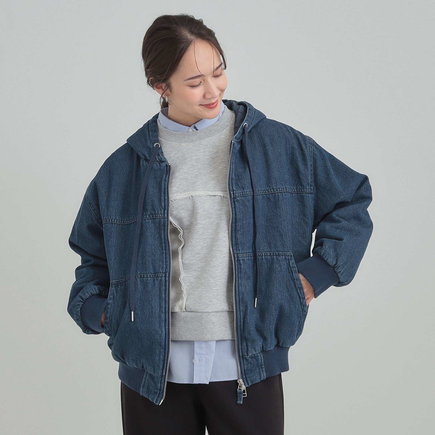 キューティーブロンド Cutie Blonde デニム中綿フーディーブルゾン （ネイビー(094)） ネイビー(094)