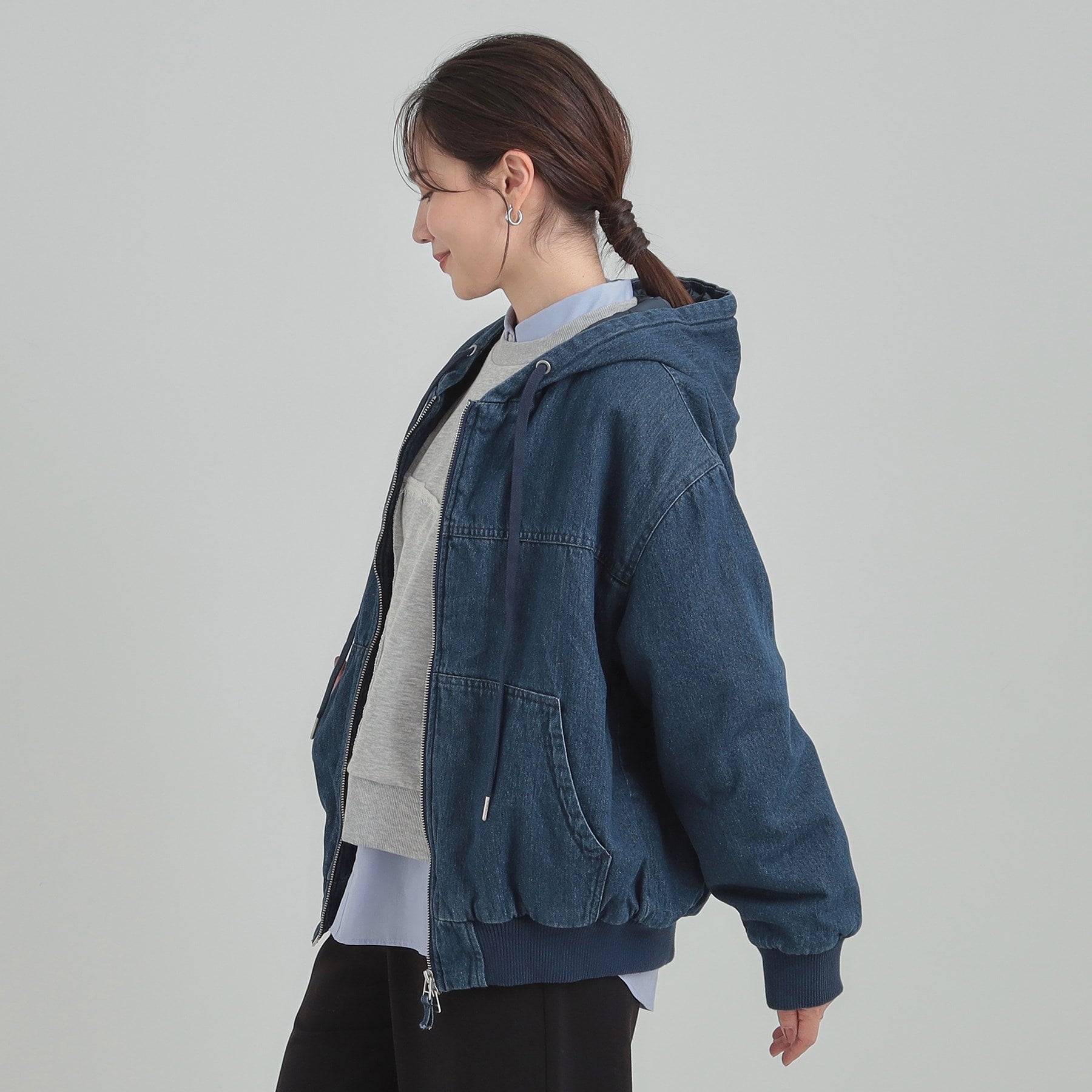 キューティーブロンド Cutie Blonde デニム中綿フーディーブルゾン （ネイビー(094)） ネイビー(094)