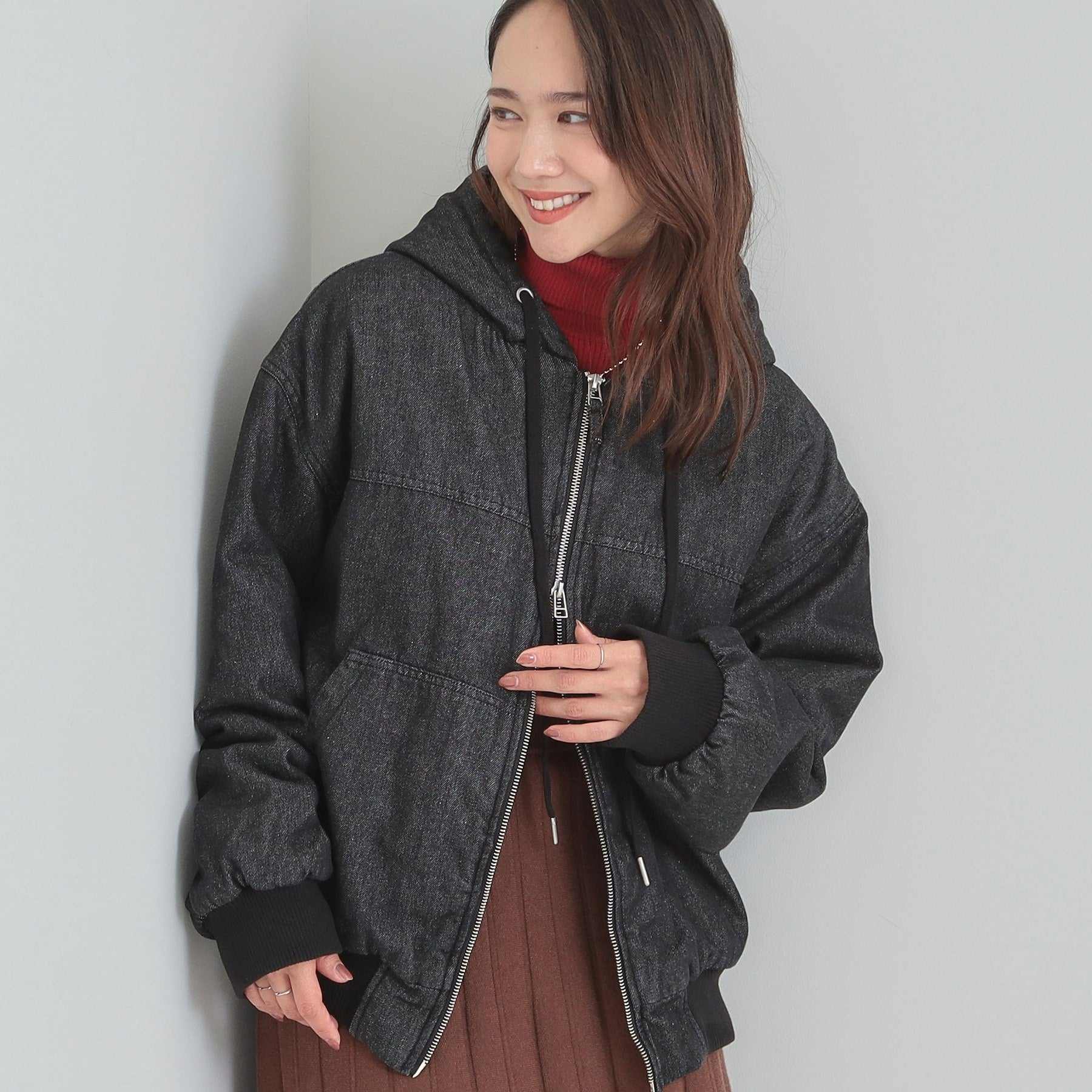 キューティーブロンド Cutie Blonde デニム中綿フーディーブルゾン （ブラック(019)） ブラック(019)