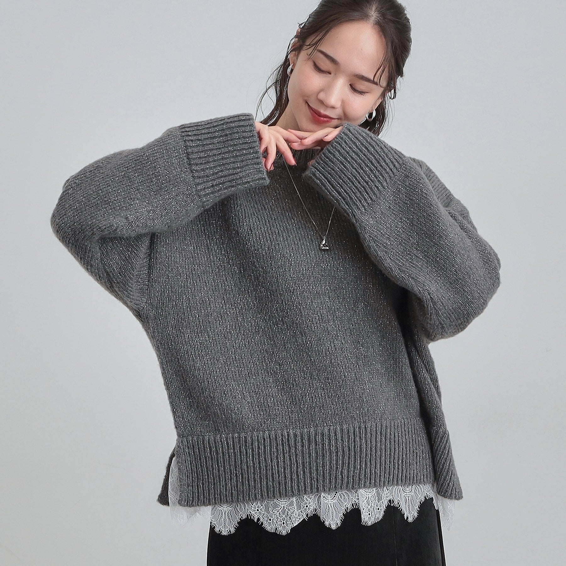 キューティーブロンド Cutie Blonde レースラメニット （チャコールグレー(013)） チャコールグレー(013)