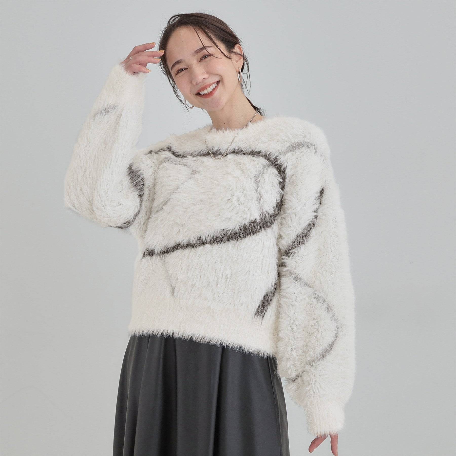 キューティーブロンド Cutie Blonde 柄アソート ロングフェザーニット （グリーン(725)） グリーン(725)