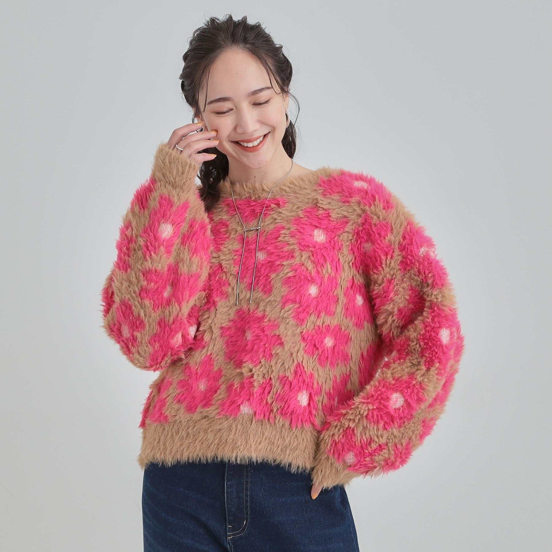 キューティーブロンド Cutie Blonde 柄アソート ロングフェザーニット （グリーン(725)） グリーン(725)