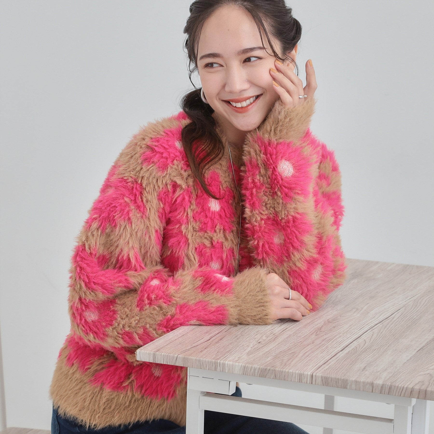 キューティーブロンド Cutie Blonde 柄アソート ロングフェザーニット （ピンク(772)） ピンク(772)