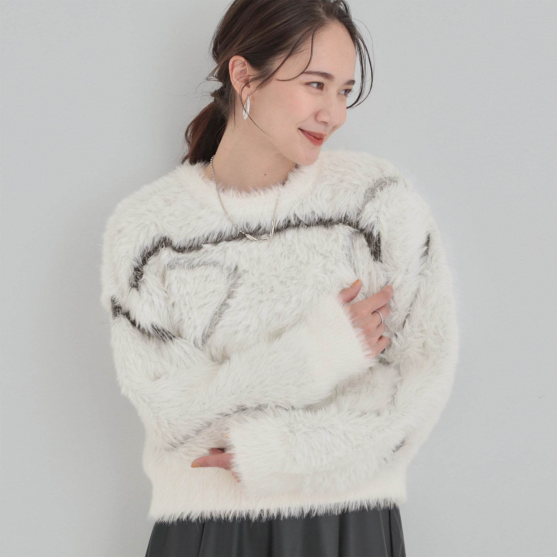 キューティーブロンド Cutie Blonde 柄アソート ロングフェザーニット （ホワイト(101)） ホワイト(101)