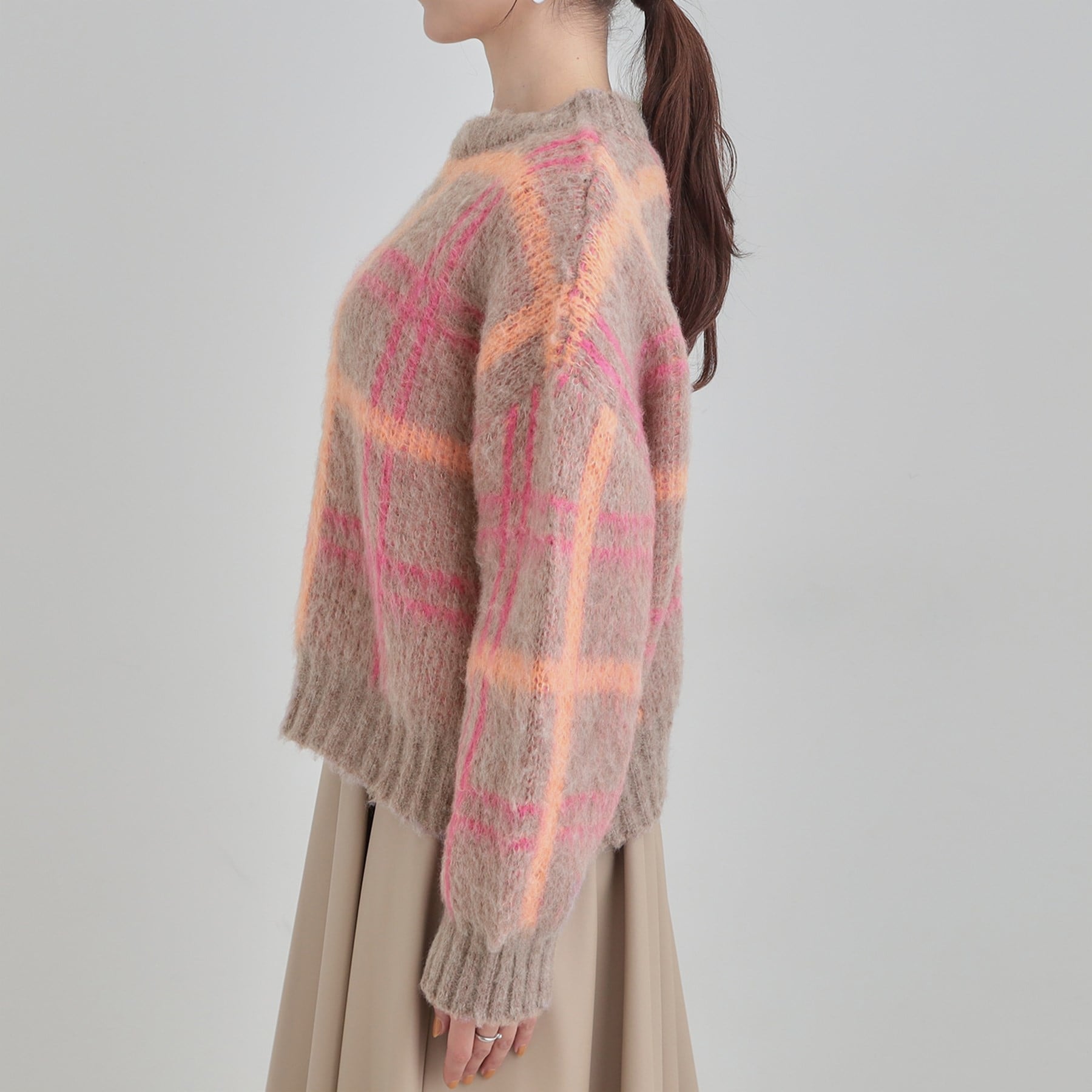 キューティーブロンド Cutie Blonde チェック柄ふわふわニット （ネイビー(294)） ネイビー(294)