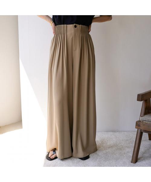 シアン トーキョー CYAN tokyo CYAN tokyo バギーパンツ 501327 ギャザー ピンプリーツ （BEIGE/ベージュ） BEIGE/ベージュ