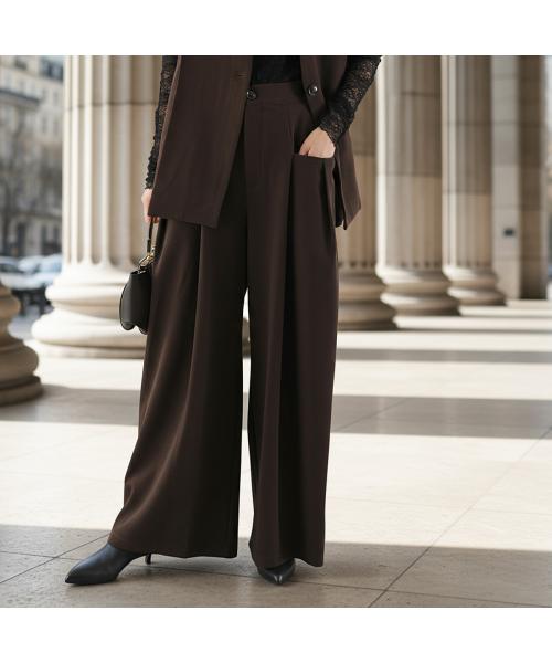 シアン トーキョー CYAN tokyo CYAN tokyo ワイドパンツ 507401 タック （BROWN/ブラウン） BROWN/ブラウン