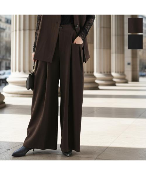 シアン トーキョー CYAN tokyo CYAN tokyo ワイドパンツ 507401 タック （BROWN/ブラウン） BROWN/ブラウン