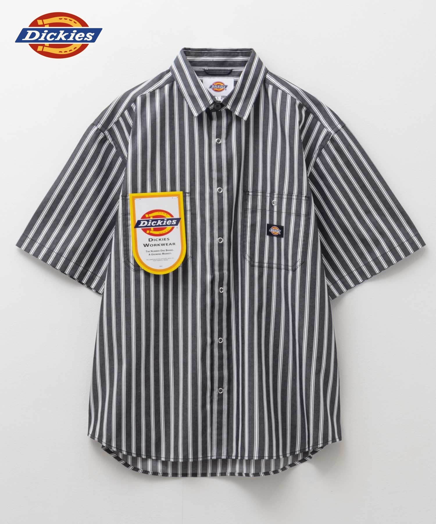 ディッキーズ Dickies リングドットシャツ （チャコール） チャコール