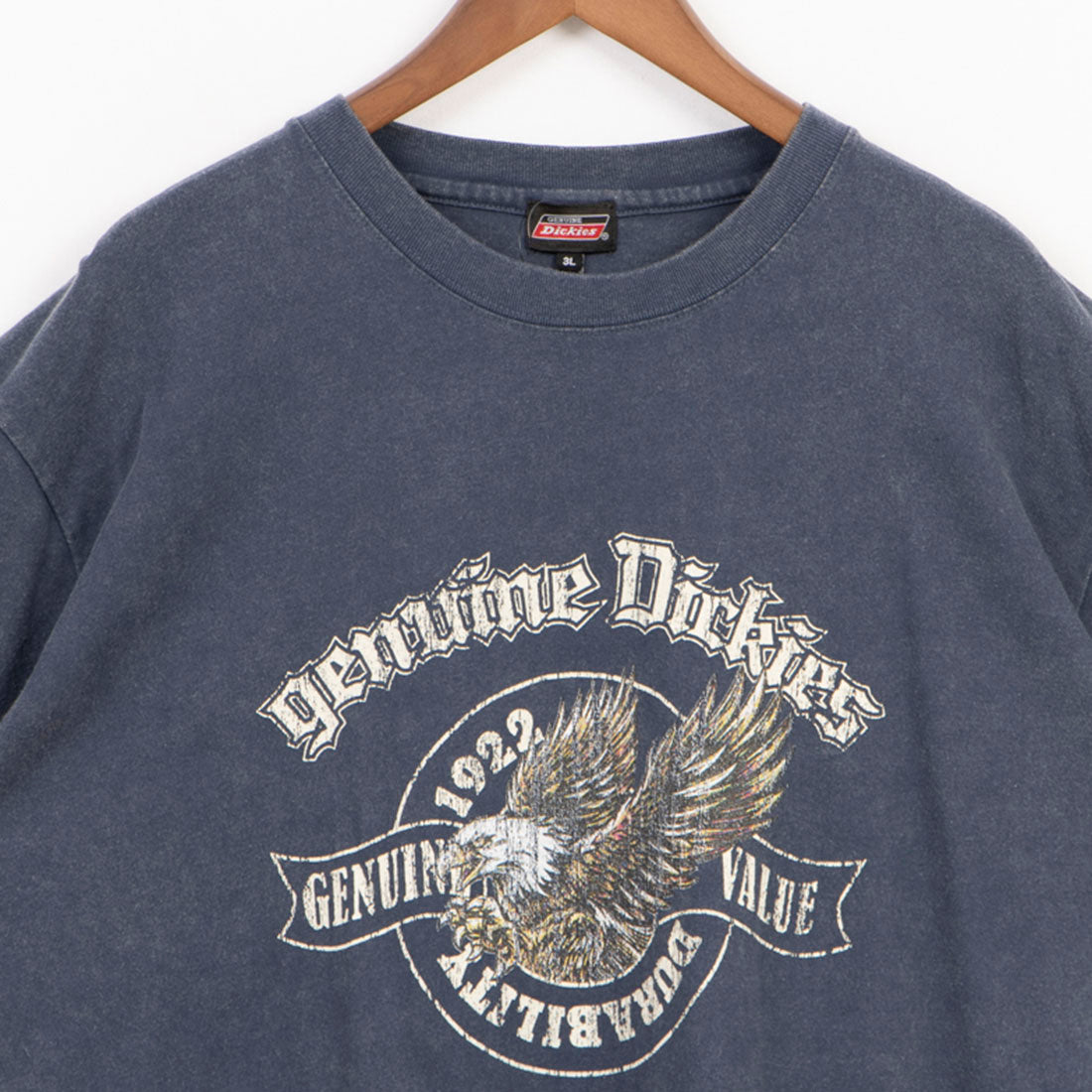 ジェニュインディッキーズ GENUINE Dickies 大きいサイズ 3L 4L 5L パウダーブリーチ 半袖Tシャツ メンズ バックプリントT ネイビー