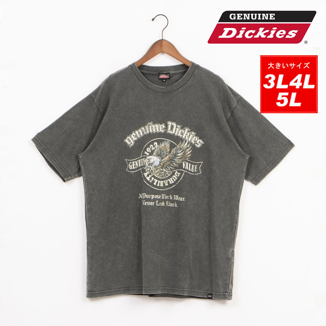 ジェニュインディッキーズ GENUINE Dickies 大きいサイズ 3L 4L 5L パウダーブリーチ 半袖Tシャツ メンズ バックプリントT 柄B