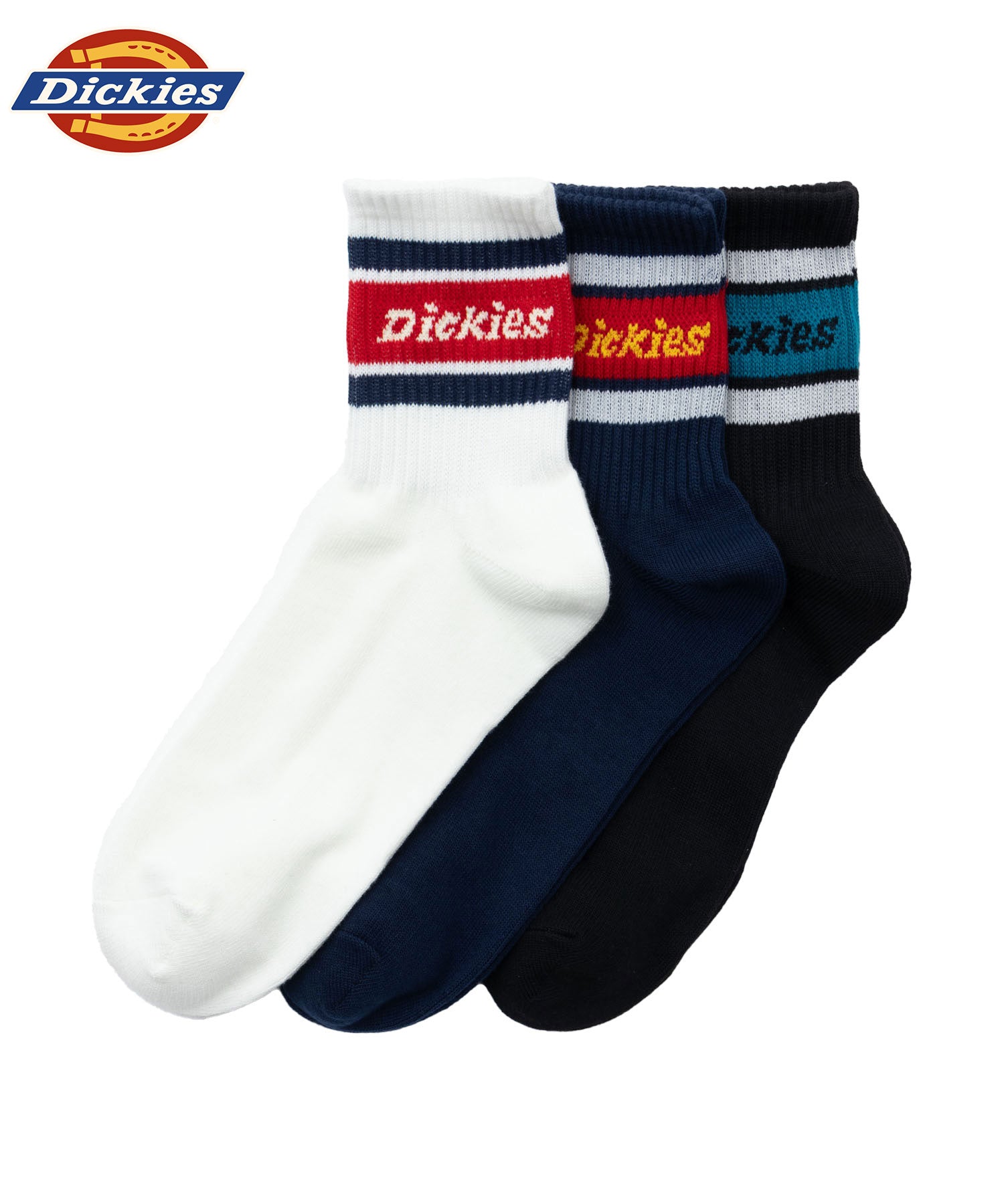 ディッキーズ Dickies クォーターソックス ラインロゴ 3足組 （アソート） アソート