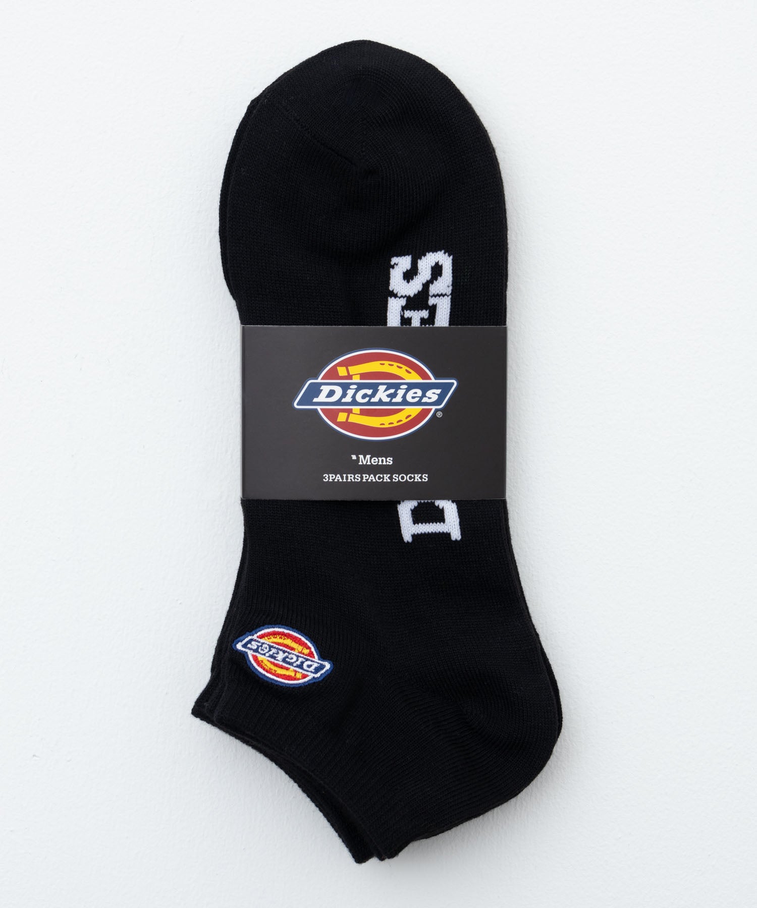ディッキーズ Dickies アンクルソックス ロゴ平編み刺繍 3足組 （ブラック） ブラック