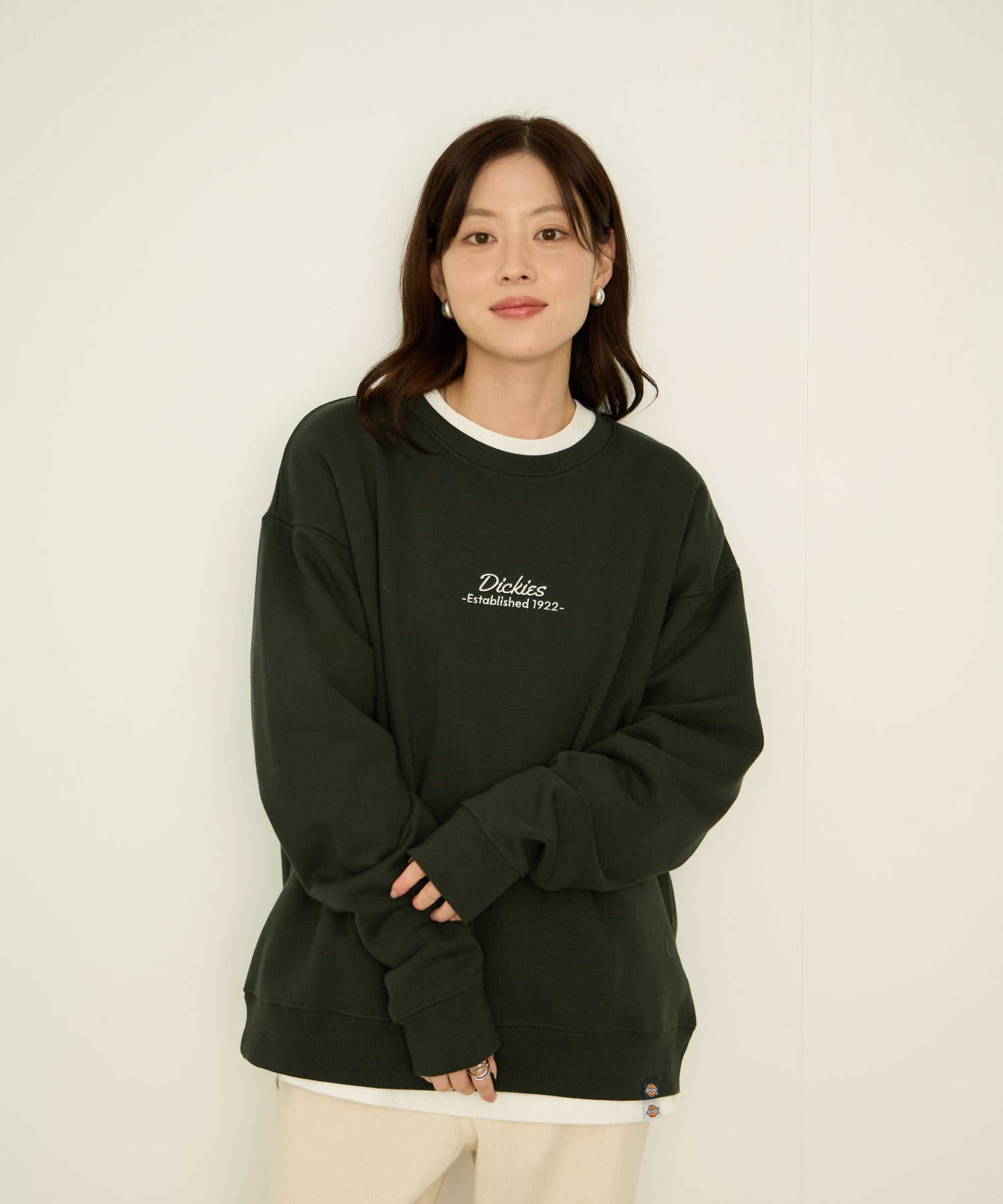 ディッキーズ Dickies 裏起毛刺繍トレーナー （グリーン） グリーン
