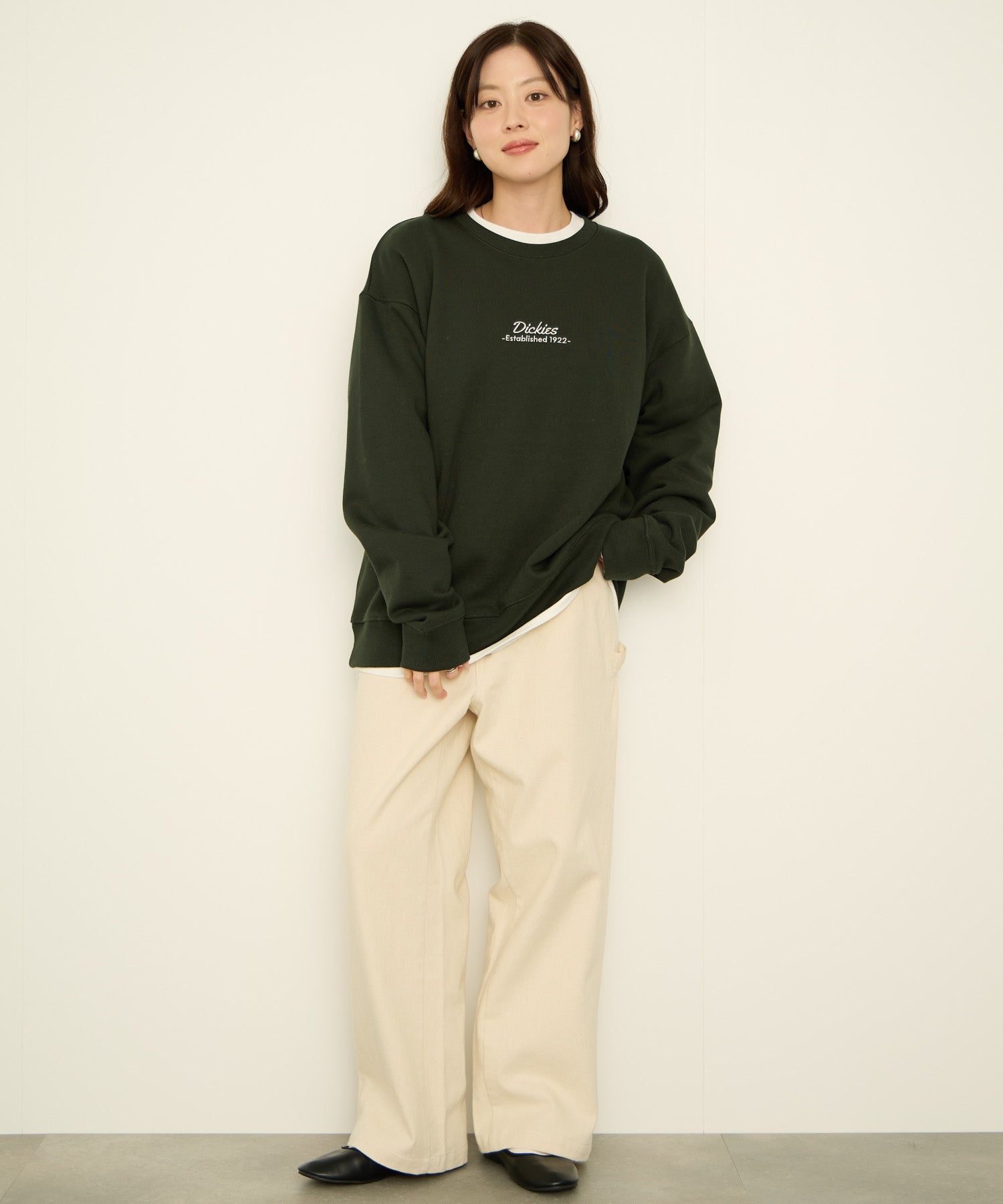 ディッキーズ Dickies 裏起毛刺繍トレーナー （グリーン） グリーン