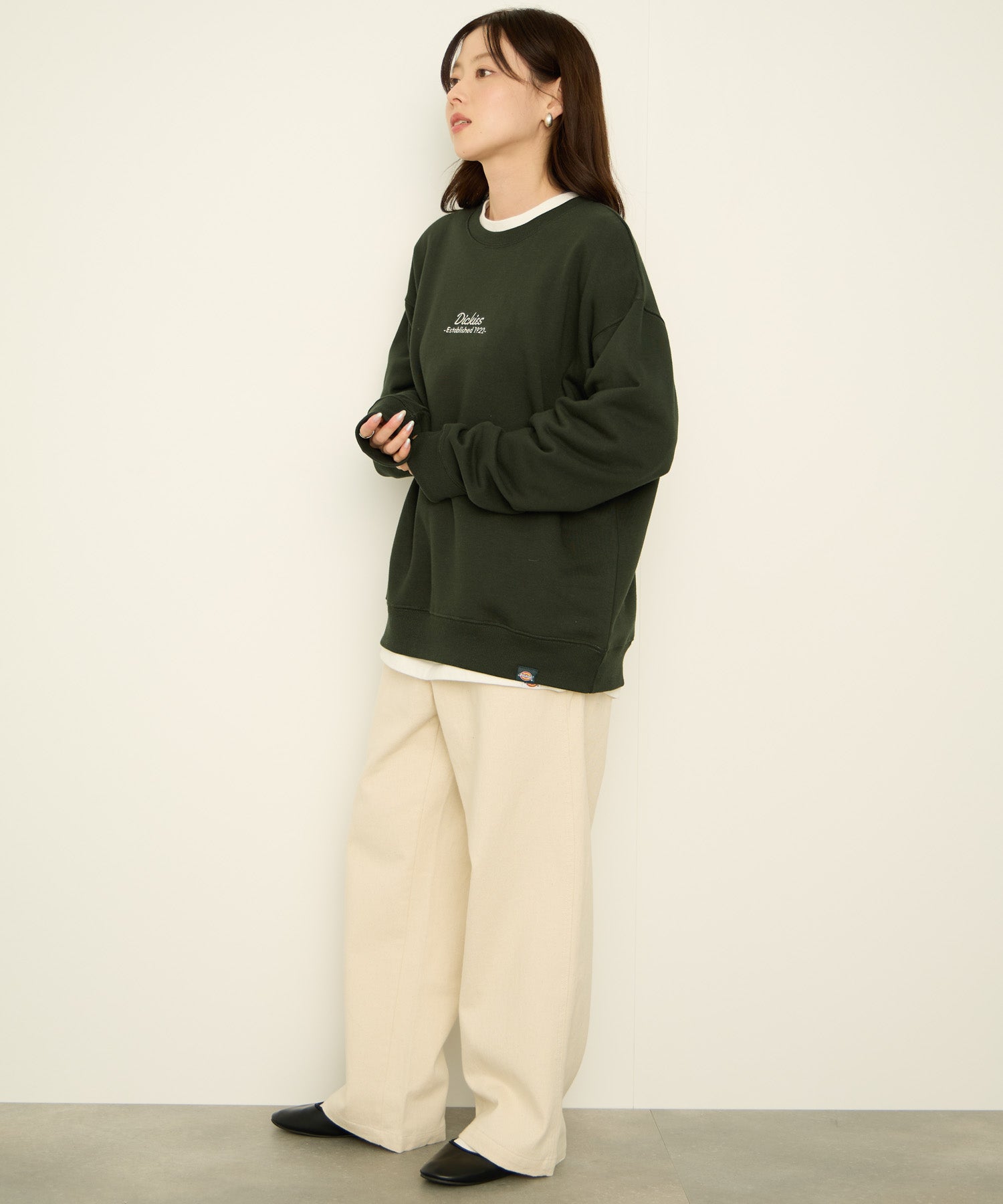 ディッキーズ Dickies 裏起毛刺繍トレーナー （グリーン） グリーン