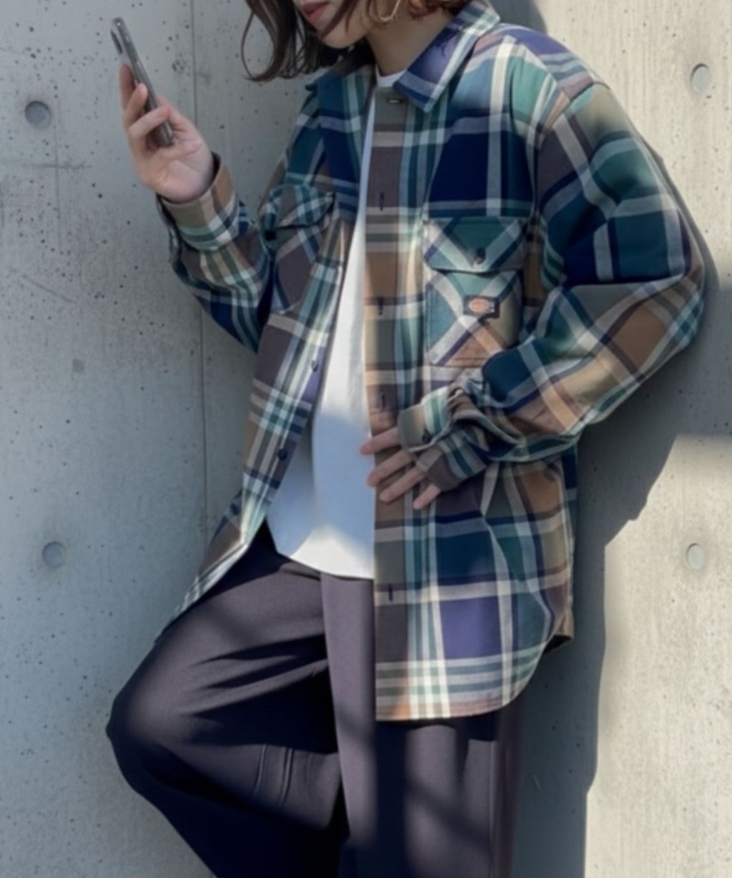 ディッキーズ Dickies チェックワークシャツ （グリーン） グリーン