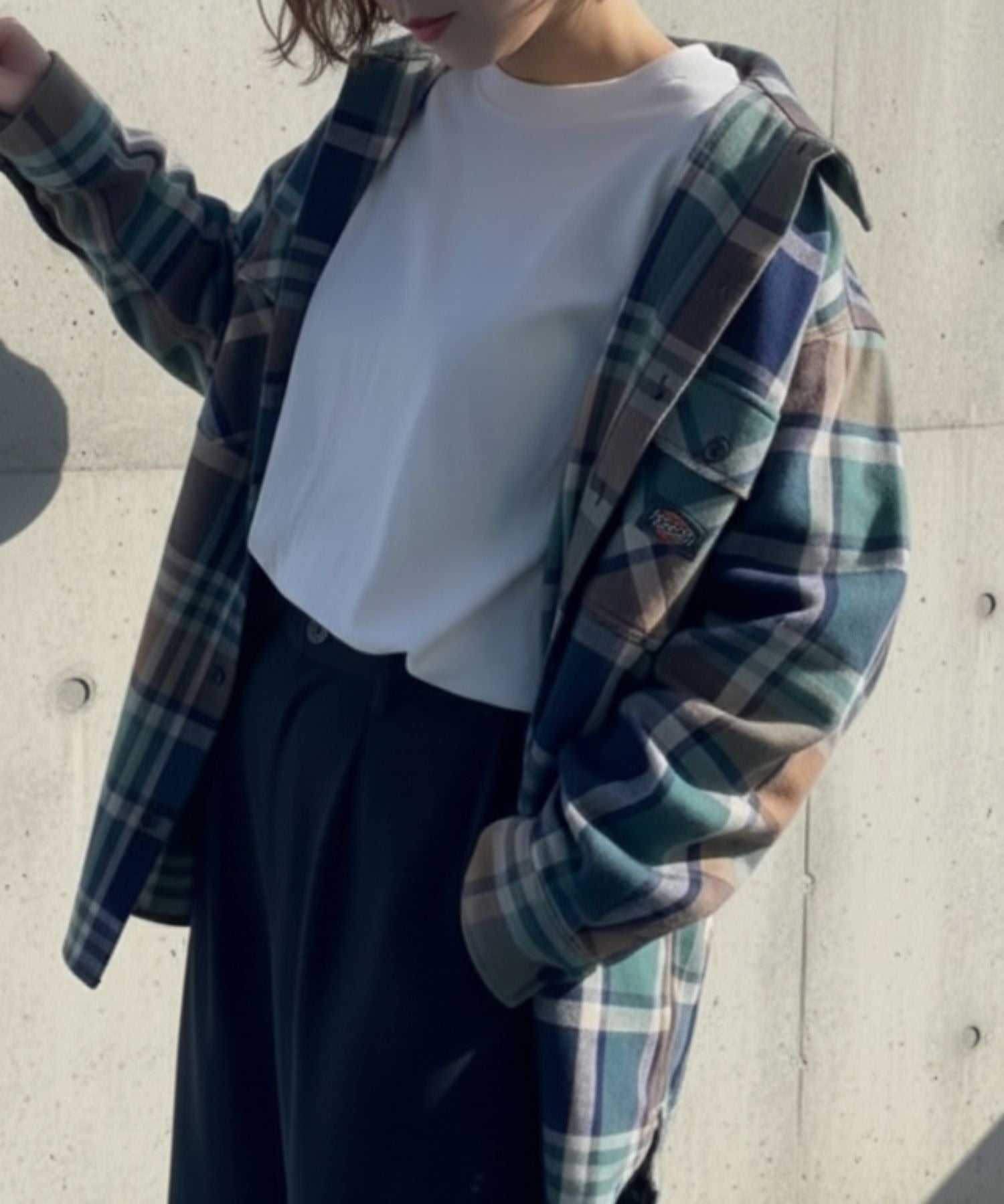 ディッキーズ Dickies チェックワークシャツ （グリーン） グリーン