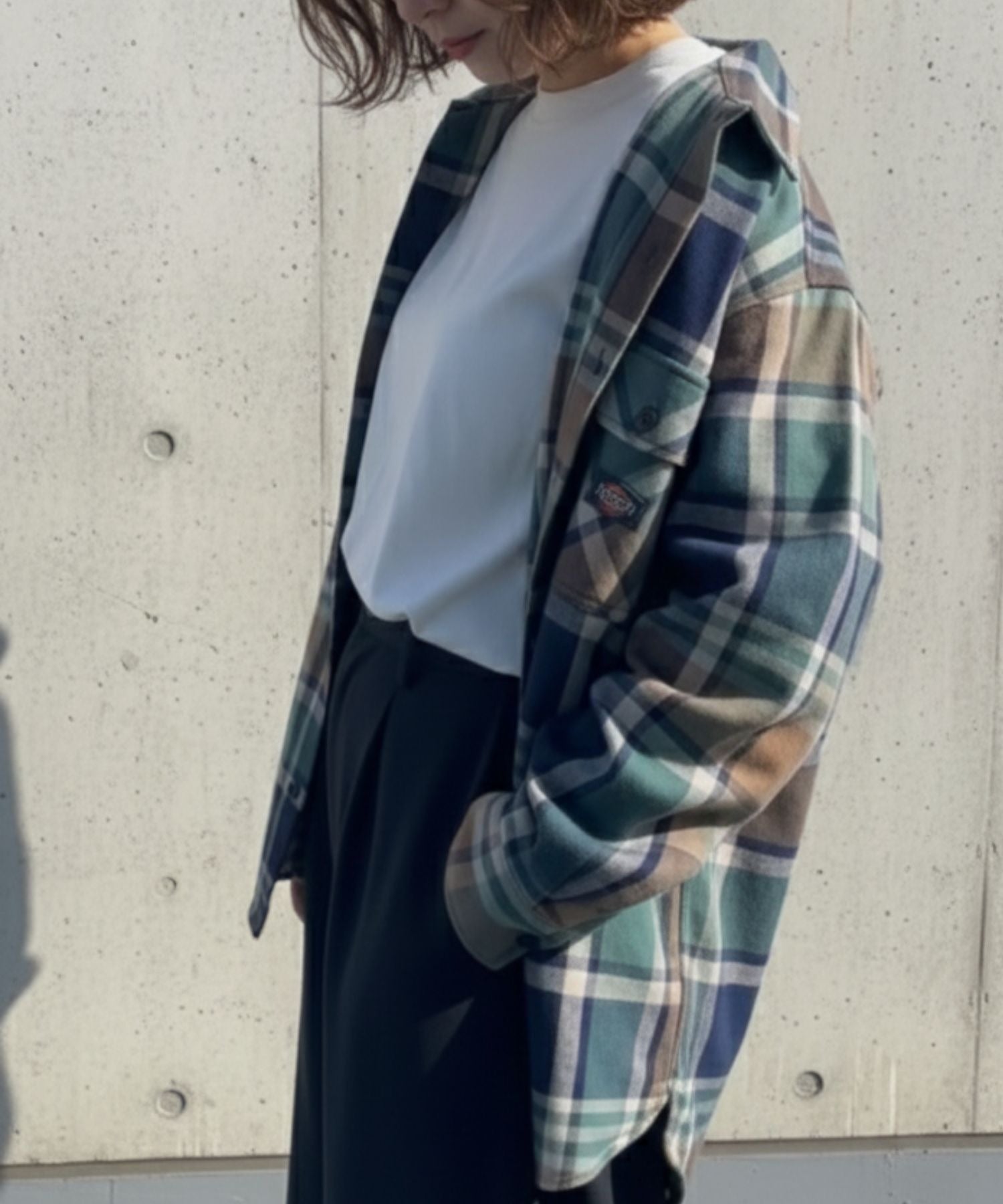 ディッキーズ Dickies チェックワークシャツ （グリーン） グリーン