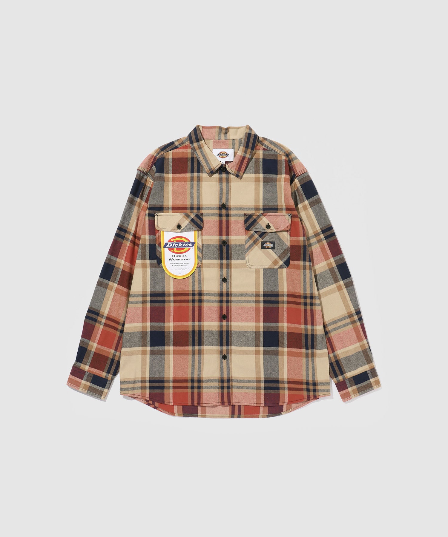 ディッキーズ Dickies チェックワークシャツ （オレンジ） オレンジ