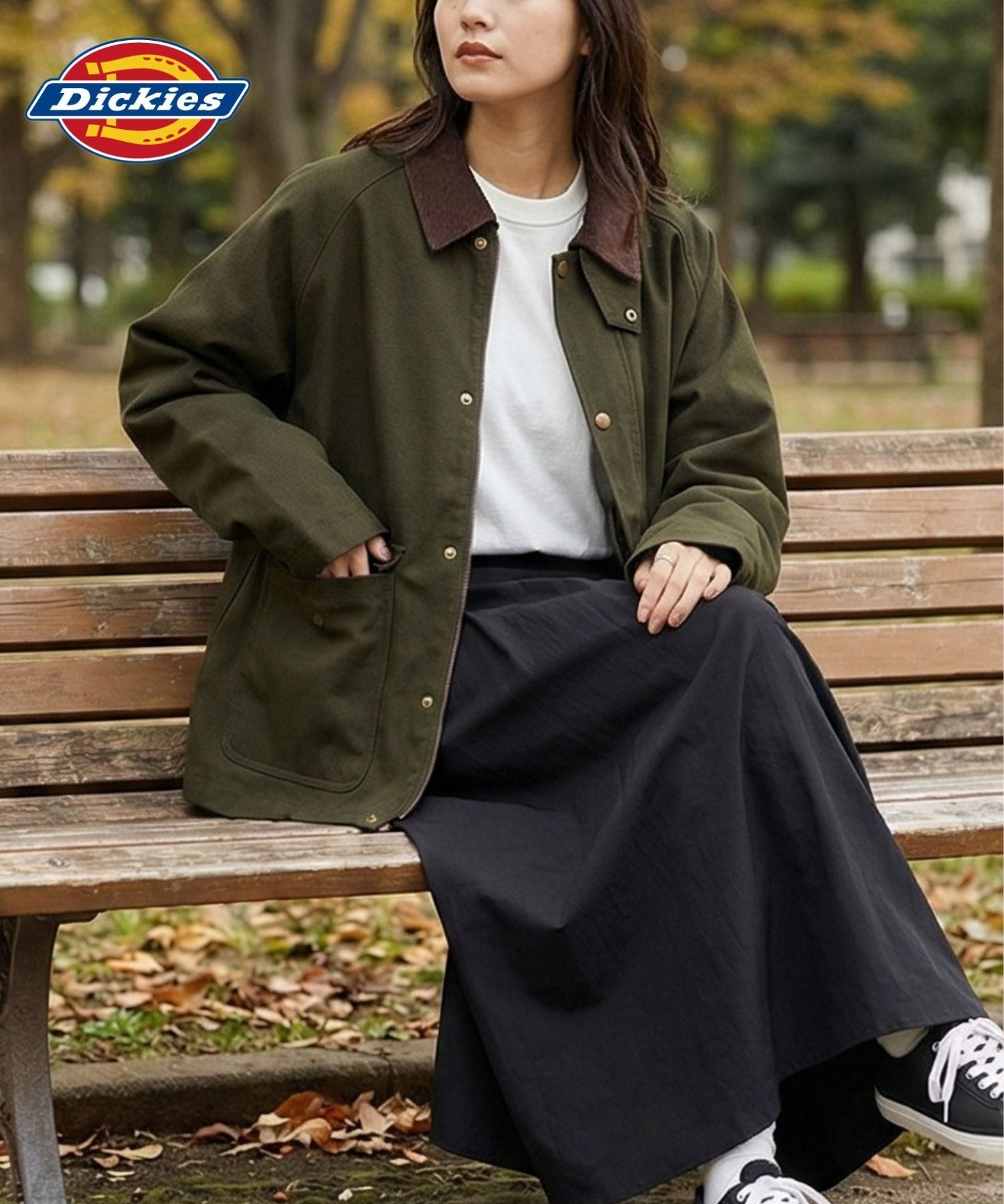 ディッキーズ Dickies 襟コーデュロイ ダックキャンバス ワークジャケット（ブラック） ブラック