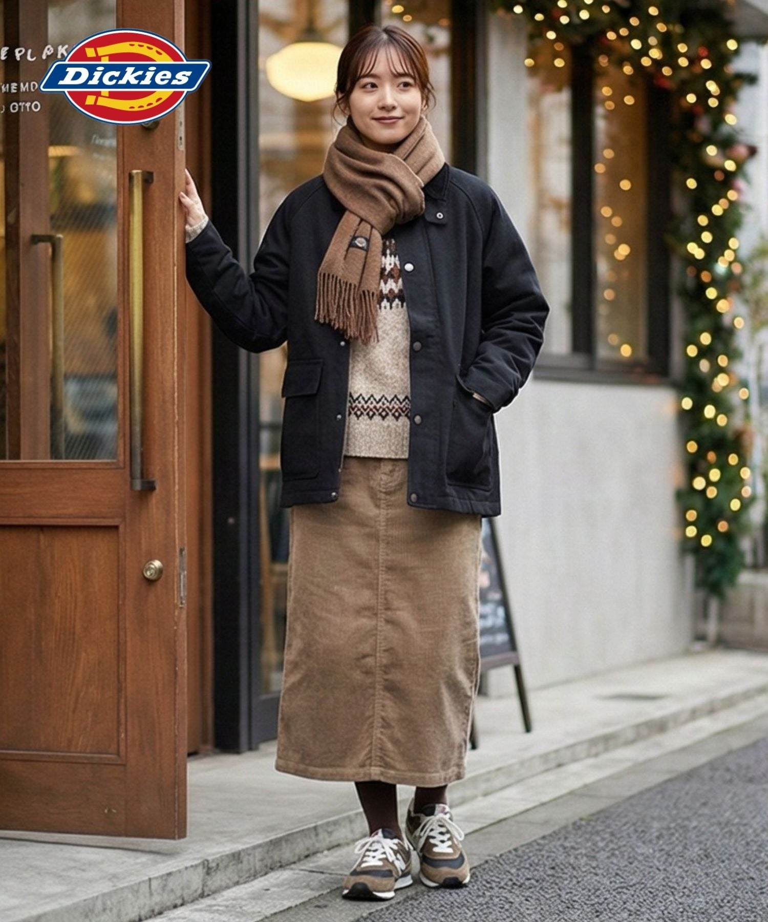 ディッキーズ Dickies 襟コーデュロイ ダックキャンバス ワークジャケット（ブラック） ブラック
