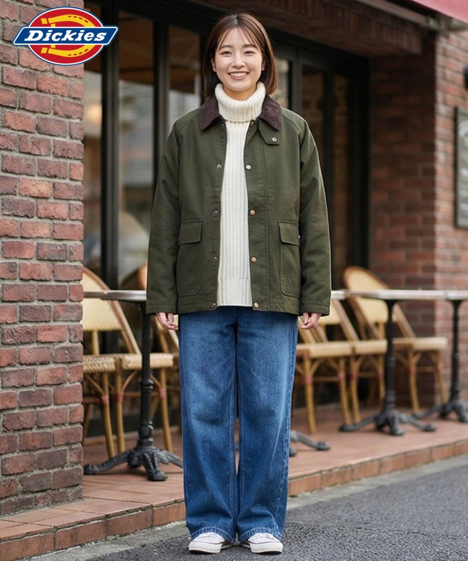ディッキーズ Dickies 襟コーデュロイ ダックキャンバス ワークジャケット（ブラック） ブラック