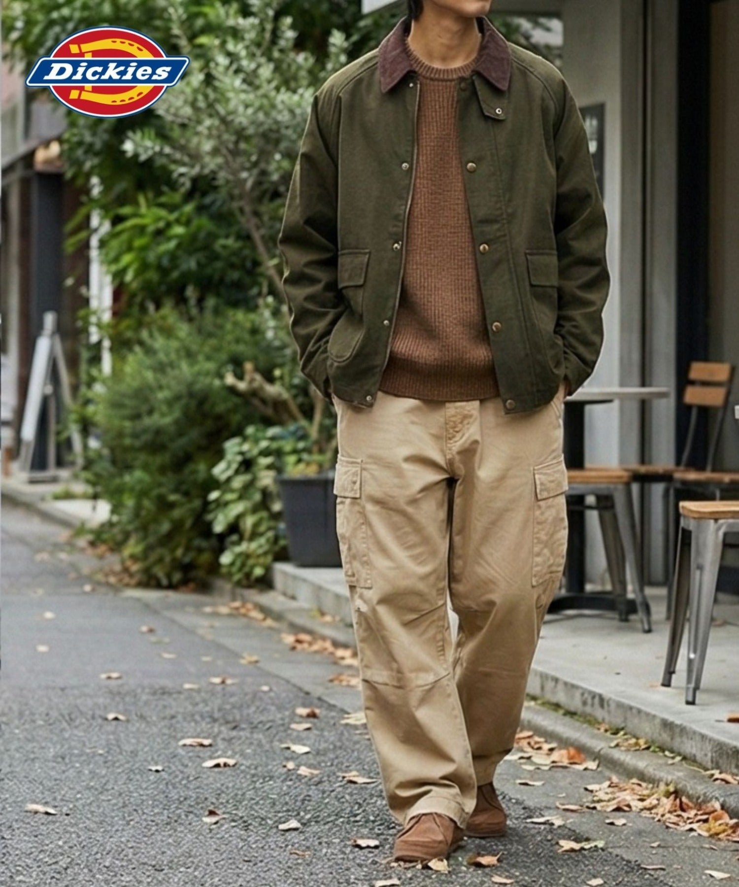 ディッキーズ Dickies 襟コーデュロイ ダックキャンバス ワークジャケット（ブラック） ブラック