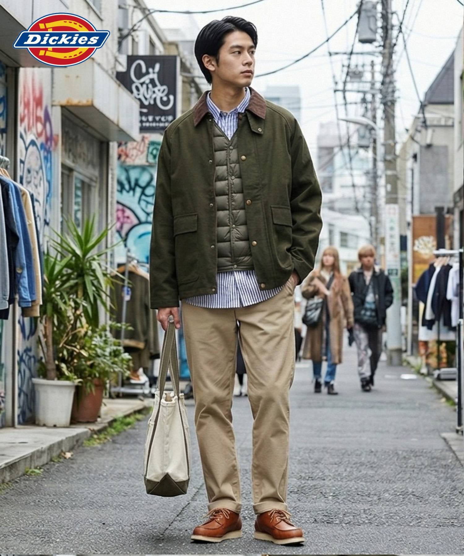 ディッキーズ Dickies 襟コーデュロイ ダックキャンバス ワークジャケット（ブラック） ブラック