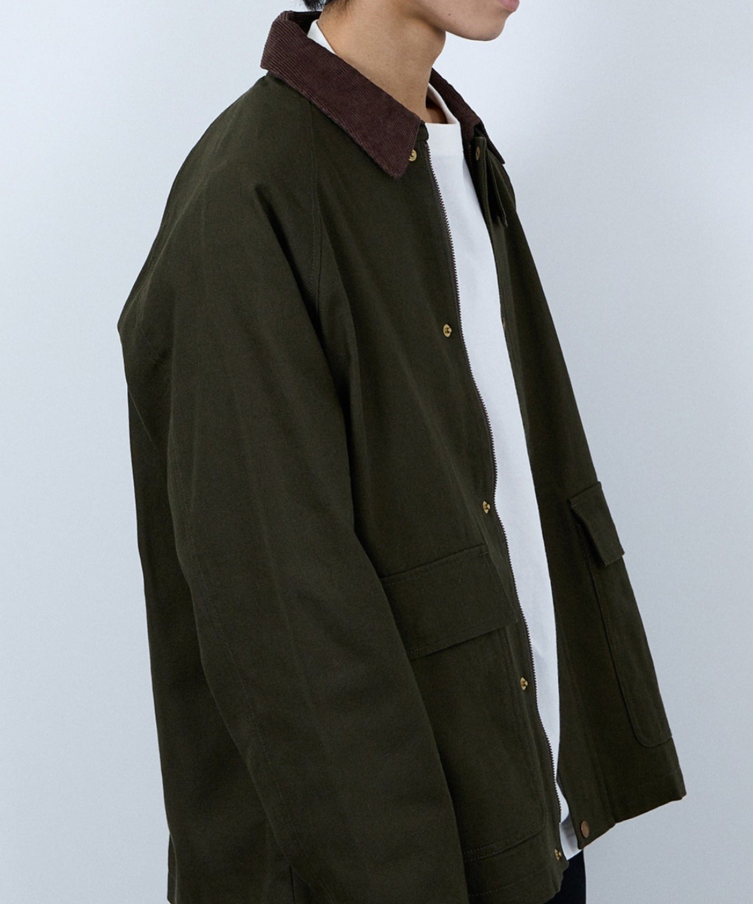 ディッキーズ Dickies 襟コーデュロイ ダックキャンバス ワークジャケット（ブラック） ブラック