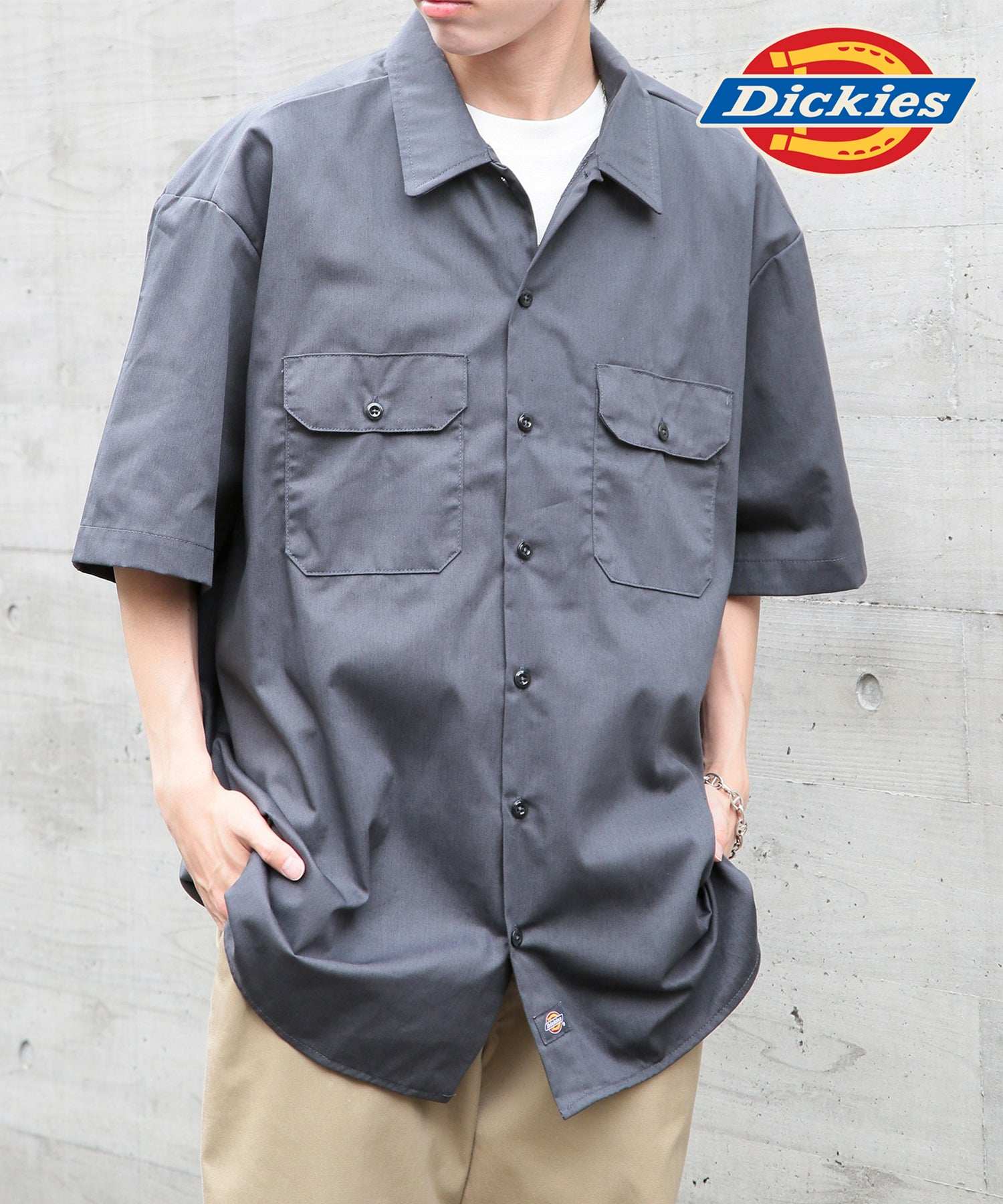 ディッキーズ Dickies 【Dickies / ディッキーズ】SHIRTS SSFQ シャツ 羽織 半袖 ワークシャツ ロゴ ワンポイント ミドル丈 1574