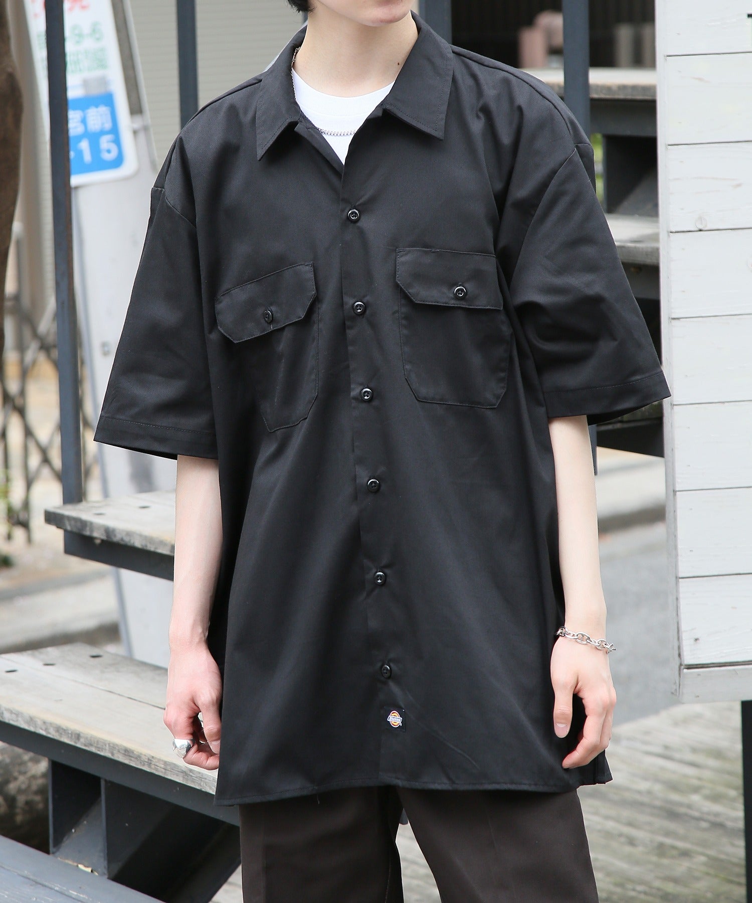 ディッキーズ Dickies 【Dickies / ディッキーズ】SHIRTS SSFQ シャツ 羽織 半袖 ワークシャツ ロゴ ワンポイント ミドル丈 1574