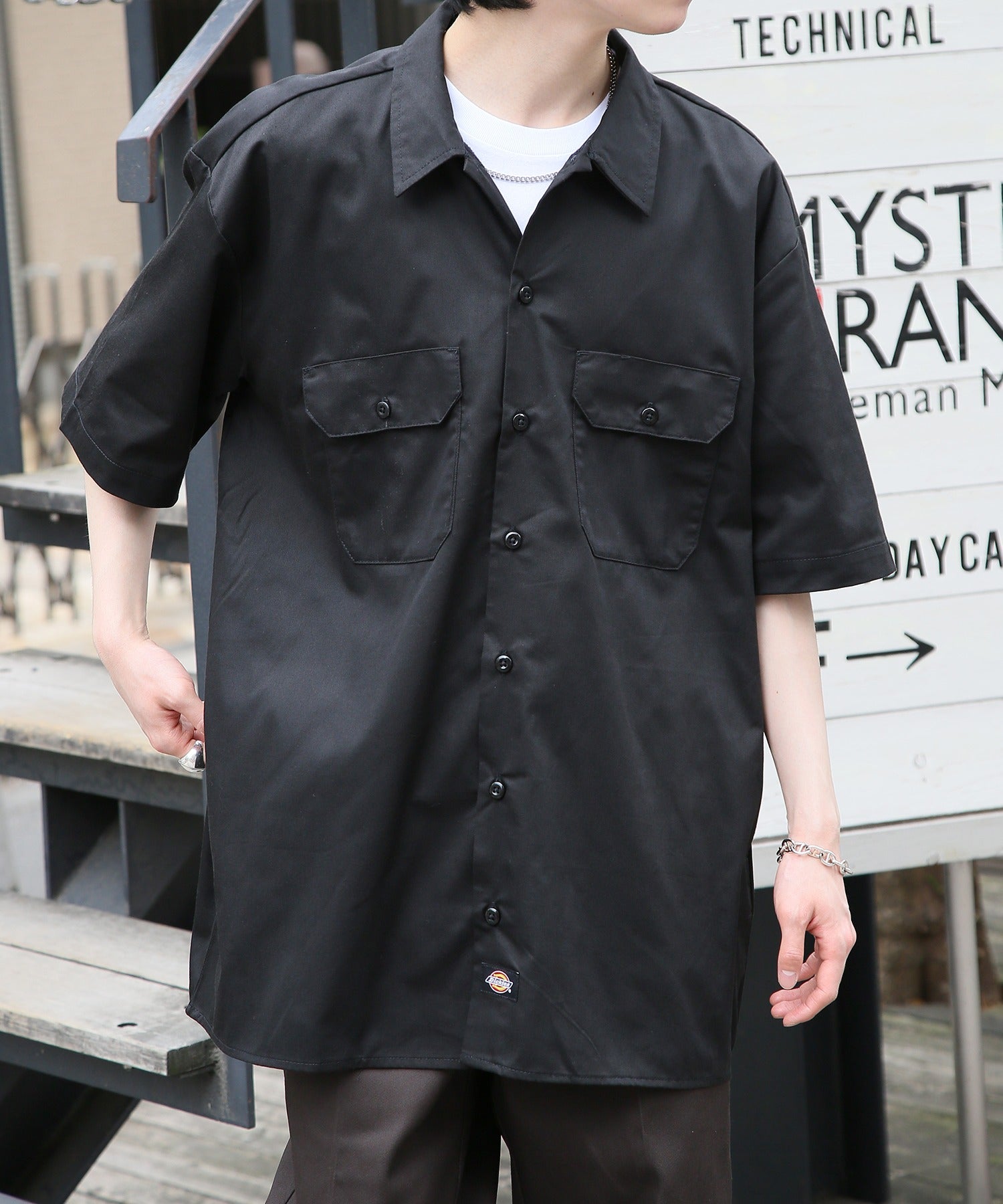 ディッキーズ Dickies 【Dickies / ディッキーズ】SHIRTS SSFQ シャツ 羽織 半袖 ワークシャツ ロゴ ワンポイント ミドル丈 1574