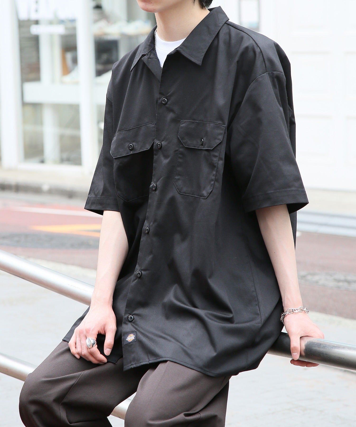 ディッキーズ Dickies 【Dickies / ディッキーズ】SHIRTS SSFQ シャツ 羽織 半袖 ワークシャツ ロゴ ワンポイント ミドル丈 1574