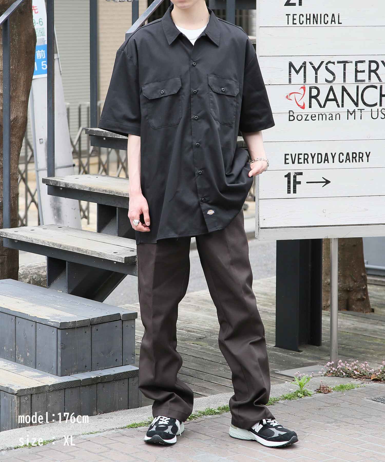 ディッキーズ Dickies 【Dickies / ディッキーズ】SHIRTS SSFQ シャツ 羽織 半袖 ワークシャツ ロゴ ワンポイント ミドル丈 1574