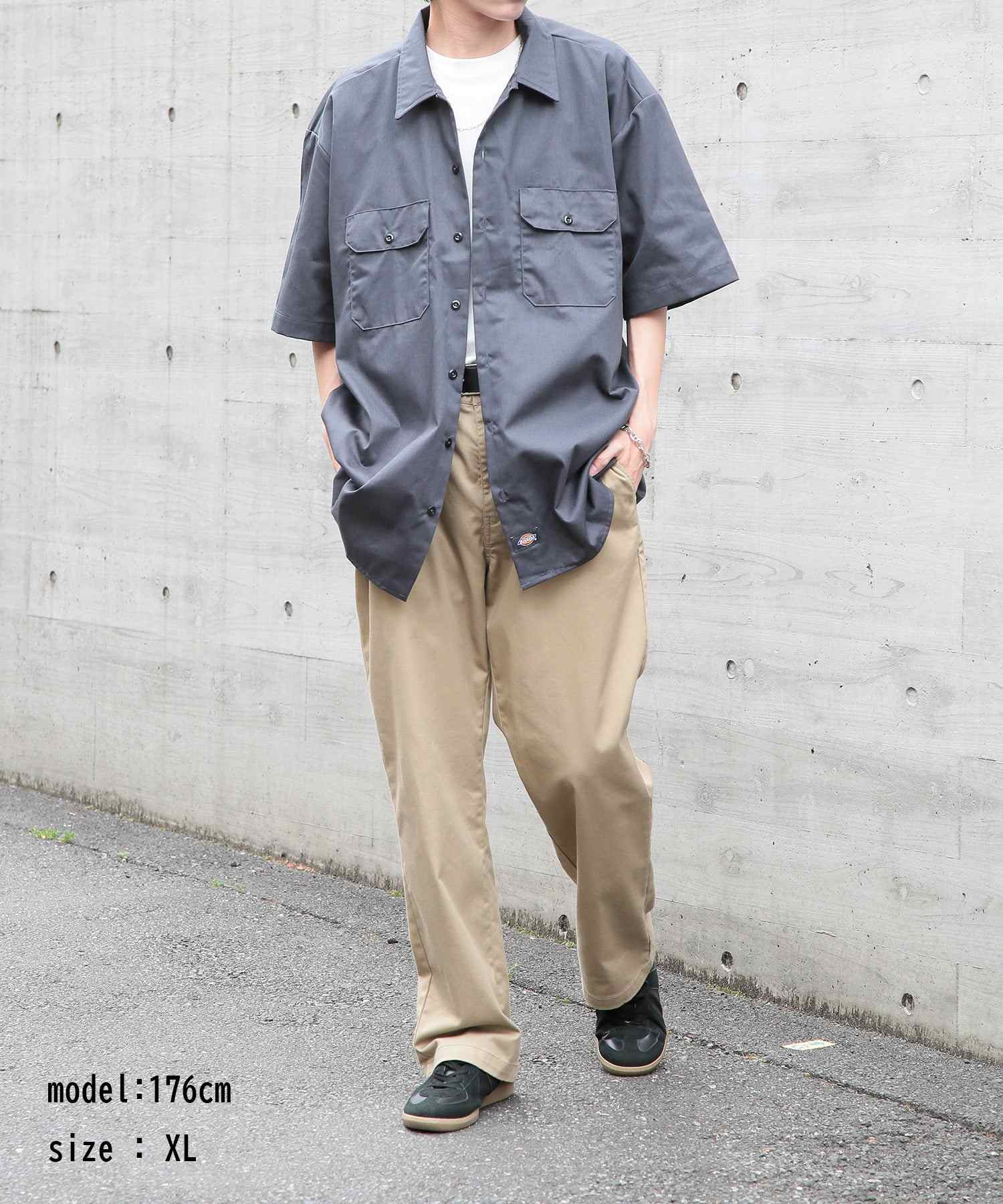 ディッキーズ Dickies 【Dickies / ディッキーズ】SHIRTS SSFQ シャツ 羽織 半袖 ワークシャツ ロゴ ワンポイント ミドル丈 1574