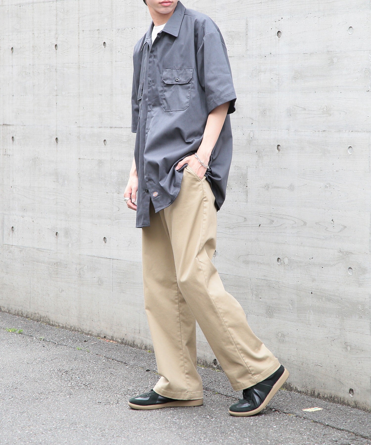 ディッキーズ Dickies 【Dickies / ディッキーズ】SHIRTS SSFQ シャツ 羽織 半袖 ワークシャツ ロゴ ワンポイント ミドル丈 1574